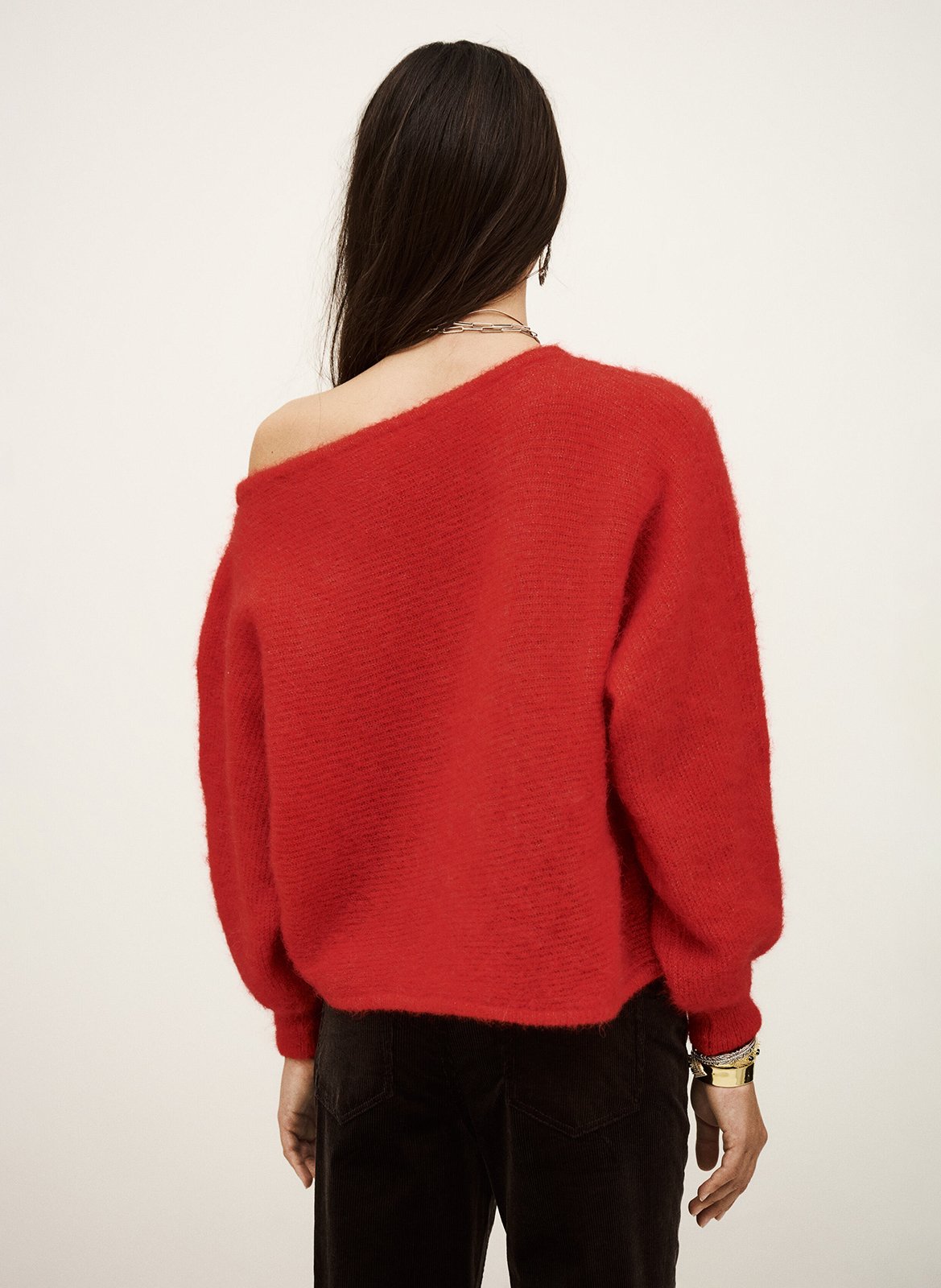 Pull col bateau asymétrique en laine mélangée suela BA&SH Rouge