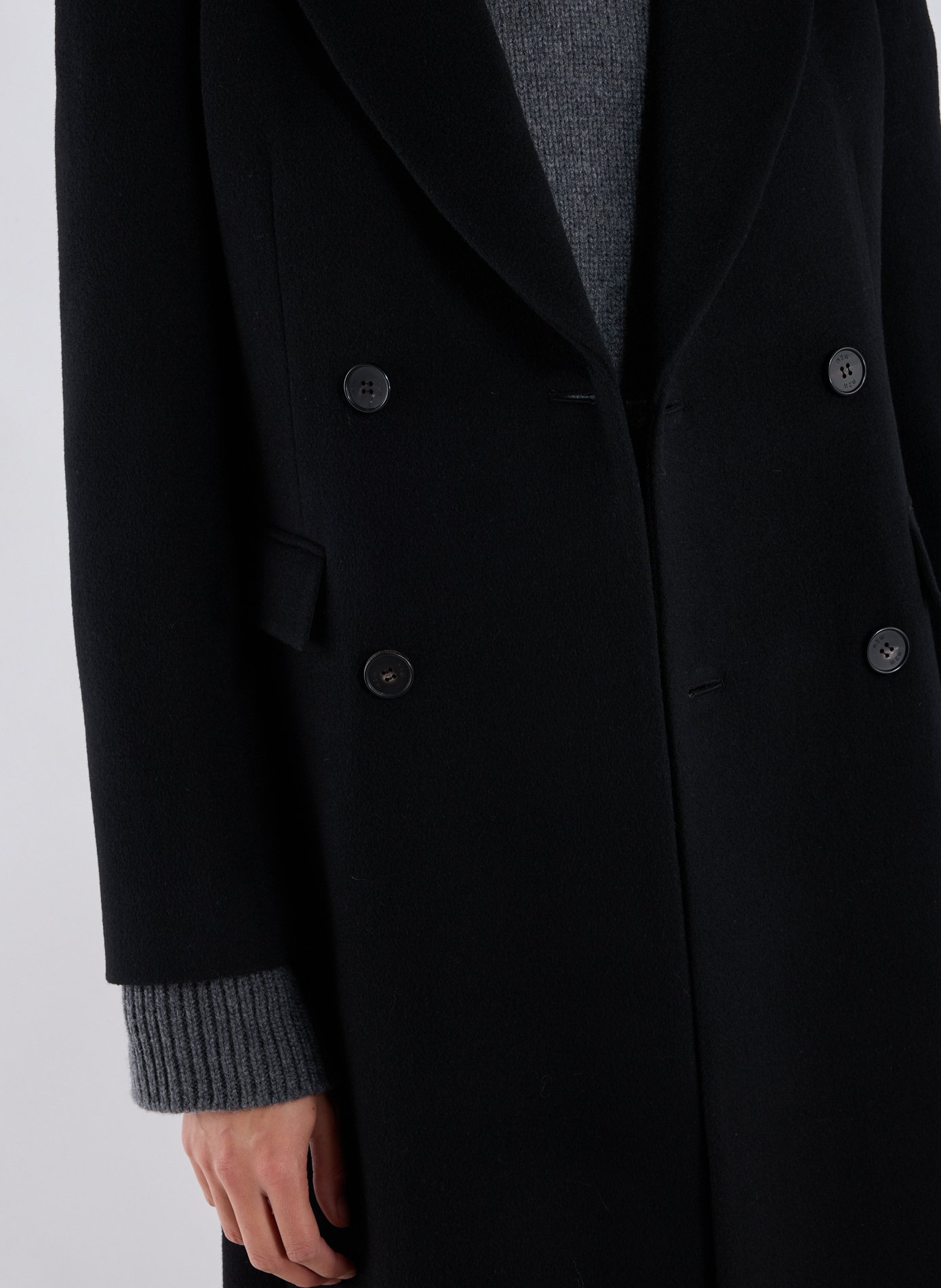 Long wool and cashmere coat R2W Black