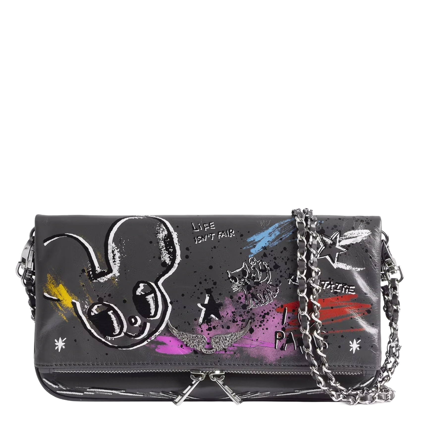 Sac bandoulière en cuir rock ZADIG&VOLTAIRE Gris