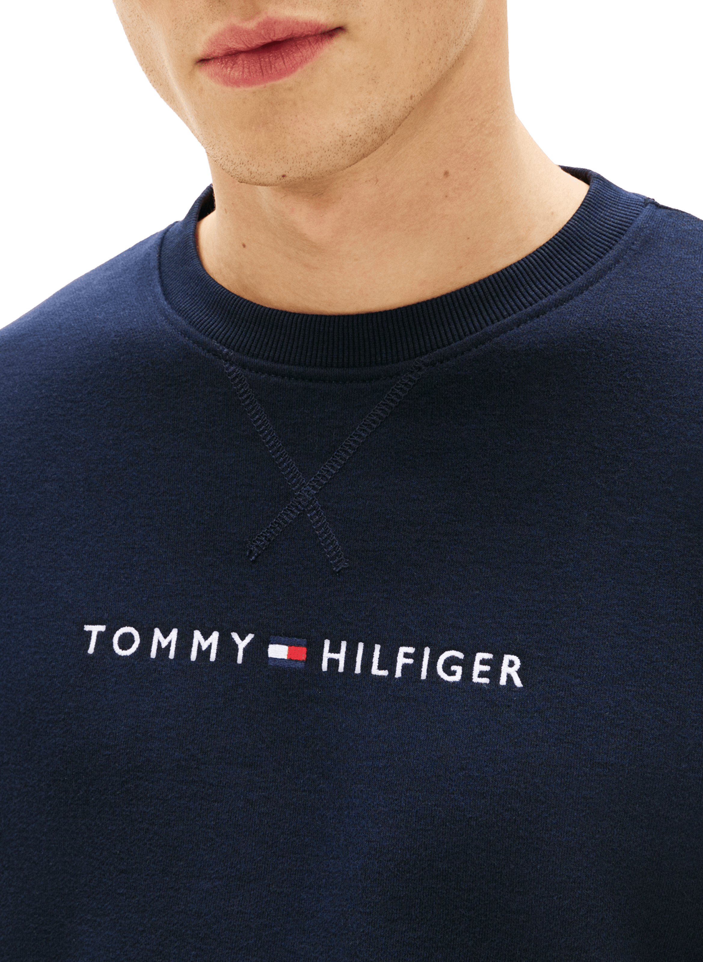 Straight embroidered sweatshirt in blended cotton TOMMY HILFIGER Blue