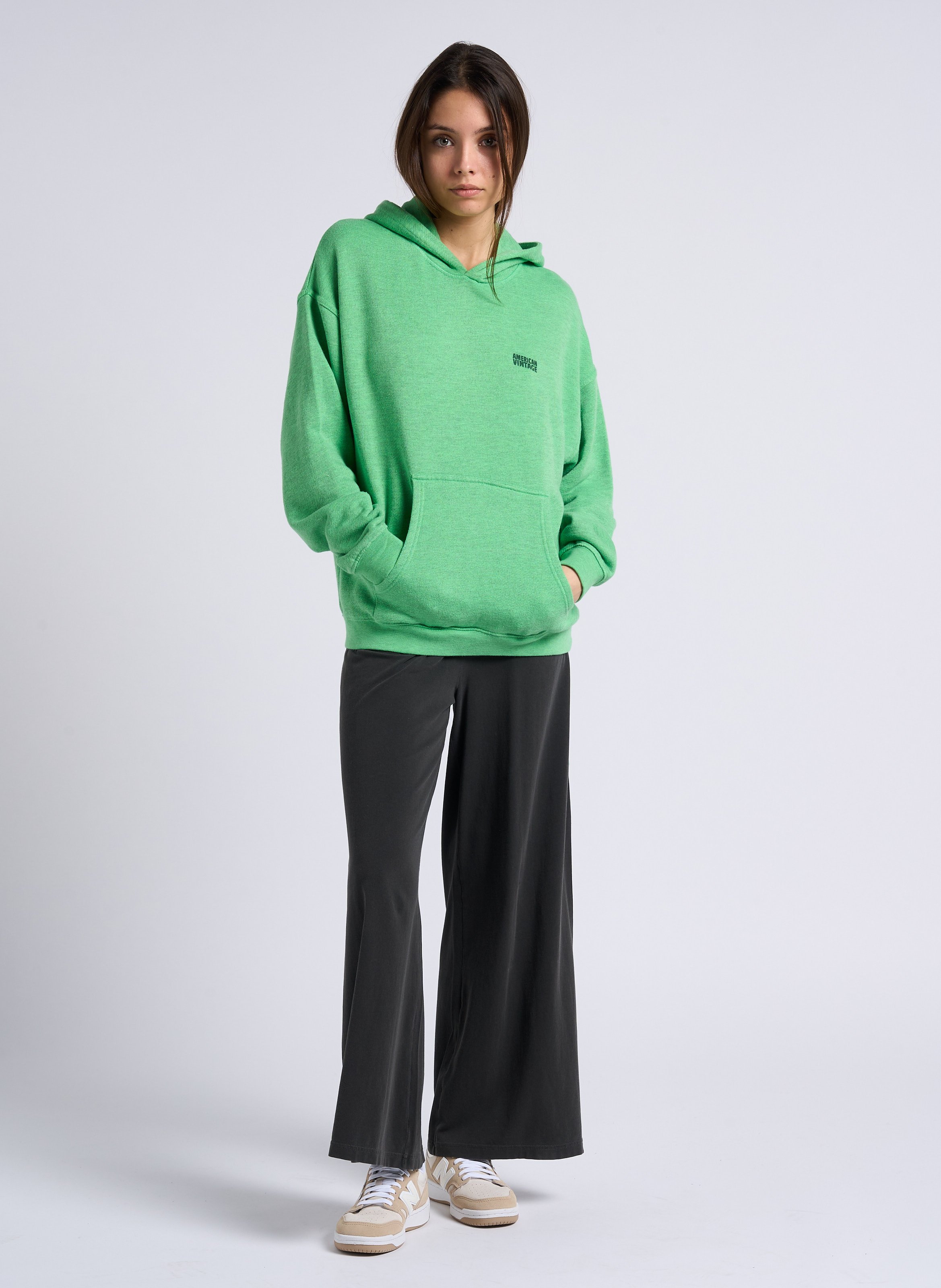 Jogging large taille haute en coton mélangé pymaz AMERICAN VINTAGE Noir