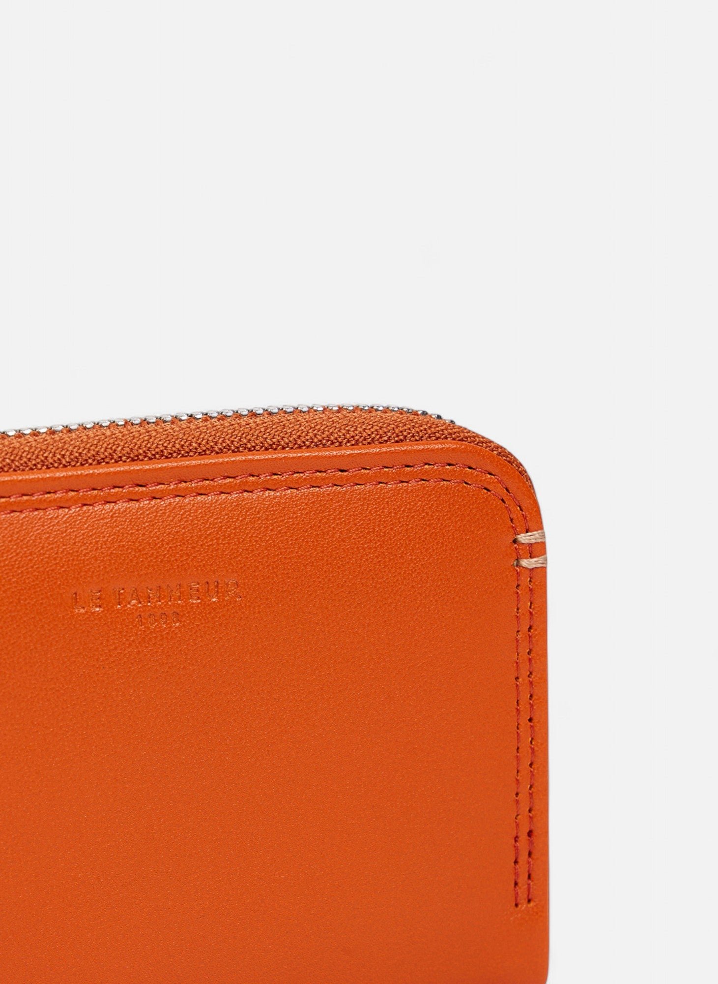Porte monnaie zippé martin en cuir lisse LE TANNEUR Orange