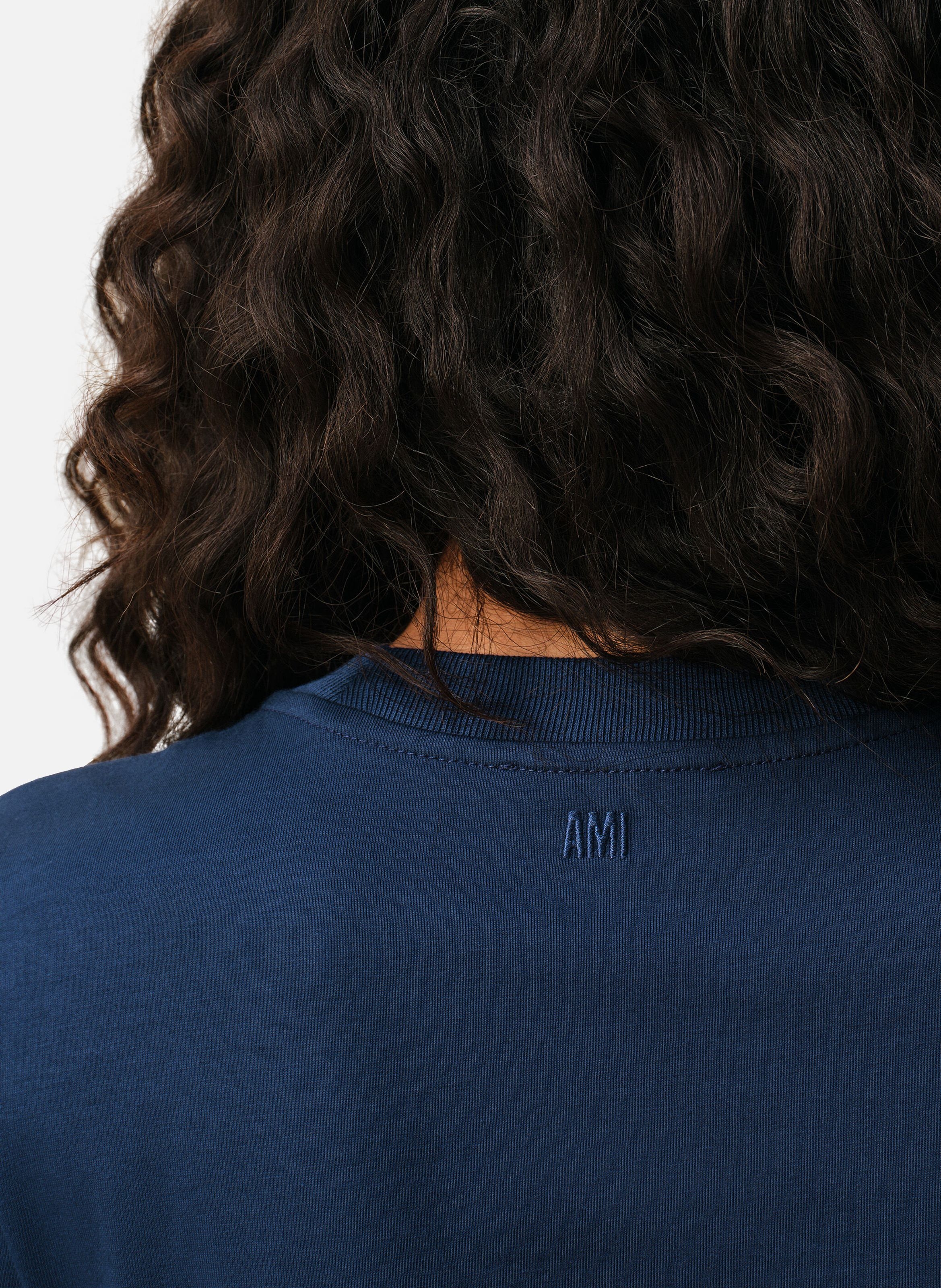 T-shirt Ami De Coeur Croppé En Coton AMI PARIS Bleu