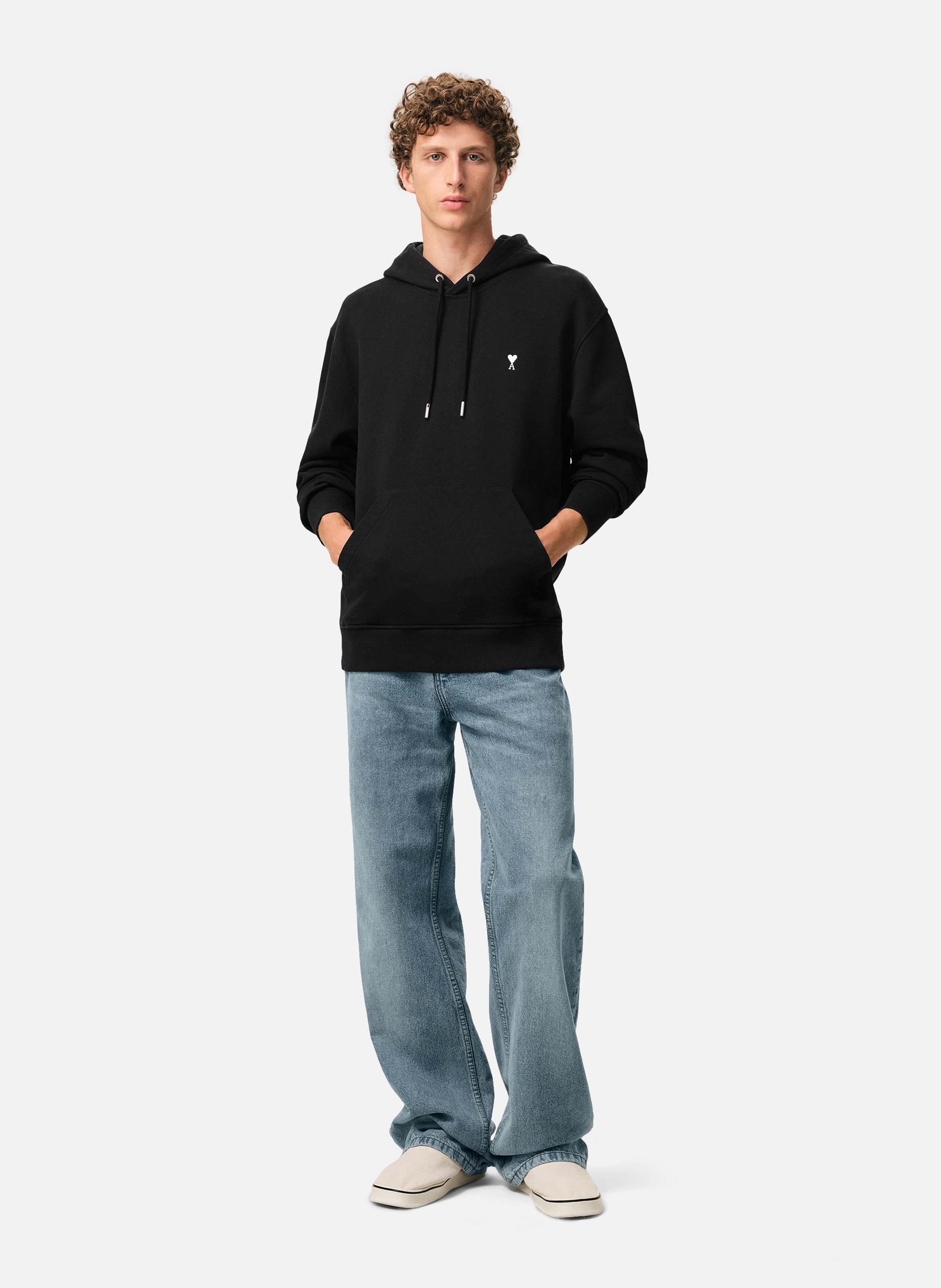 Hoodie Ami De Coeur En Coton AMI PARIS Noir