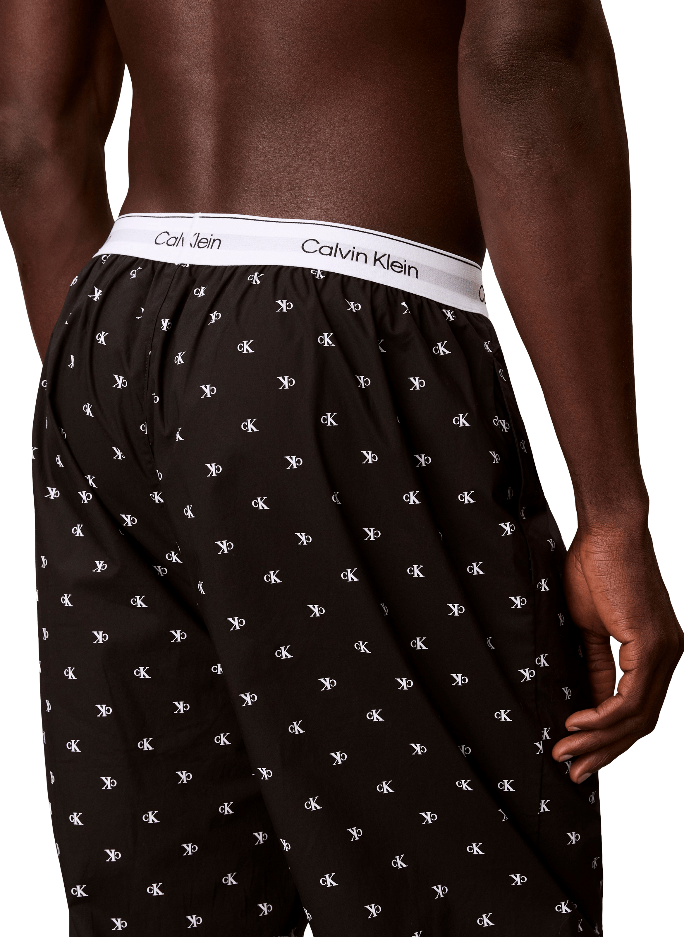 Pantalon de pyjama rayé en coton CALVIN KLEIN Noir