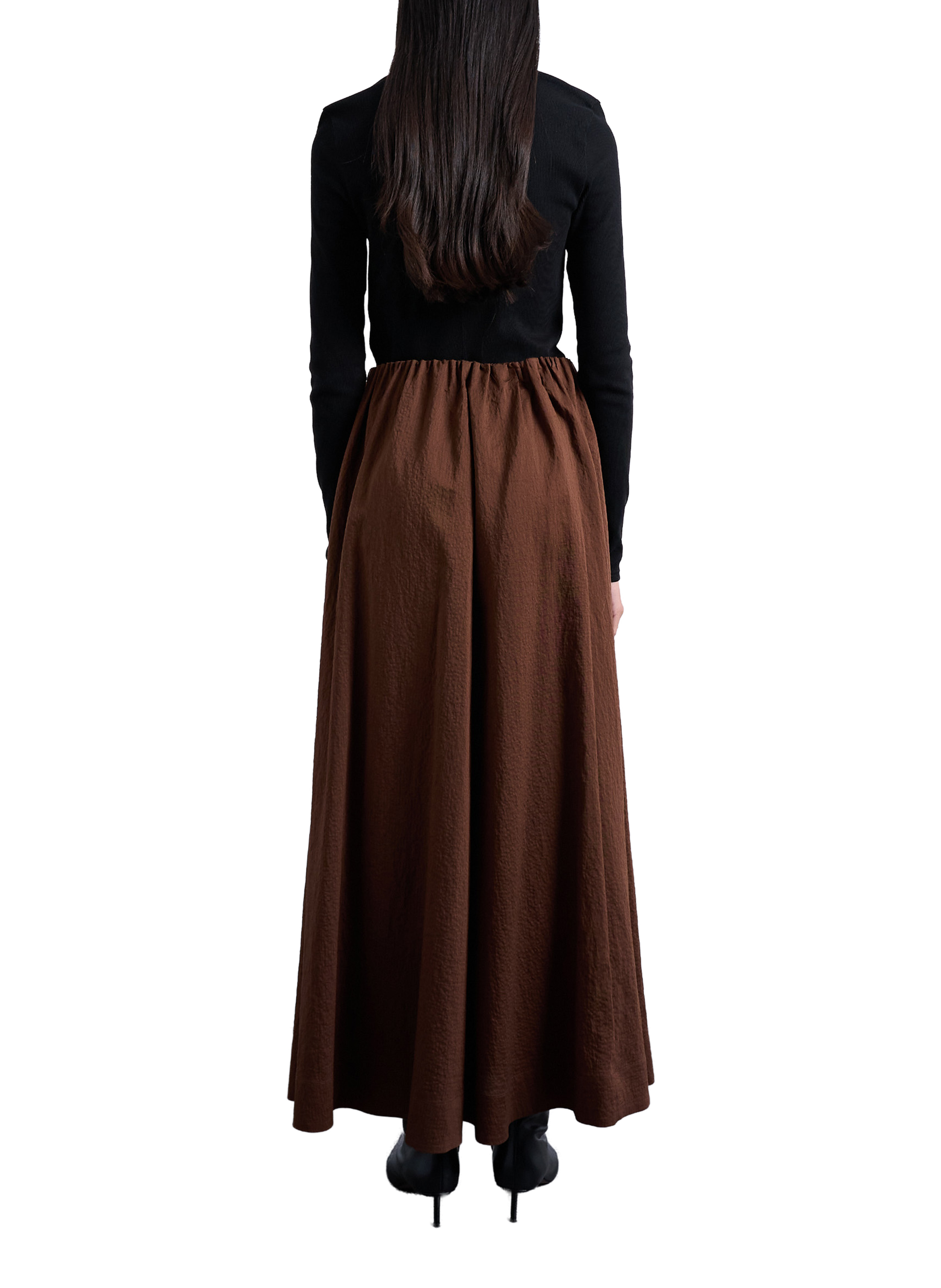 Jupe longue à rayures TOPSHOP Marron