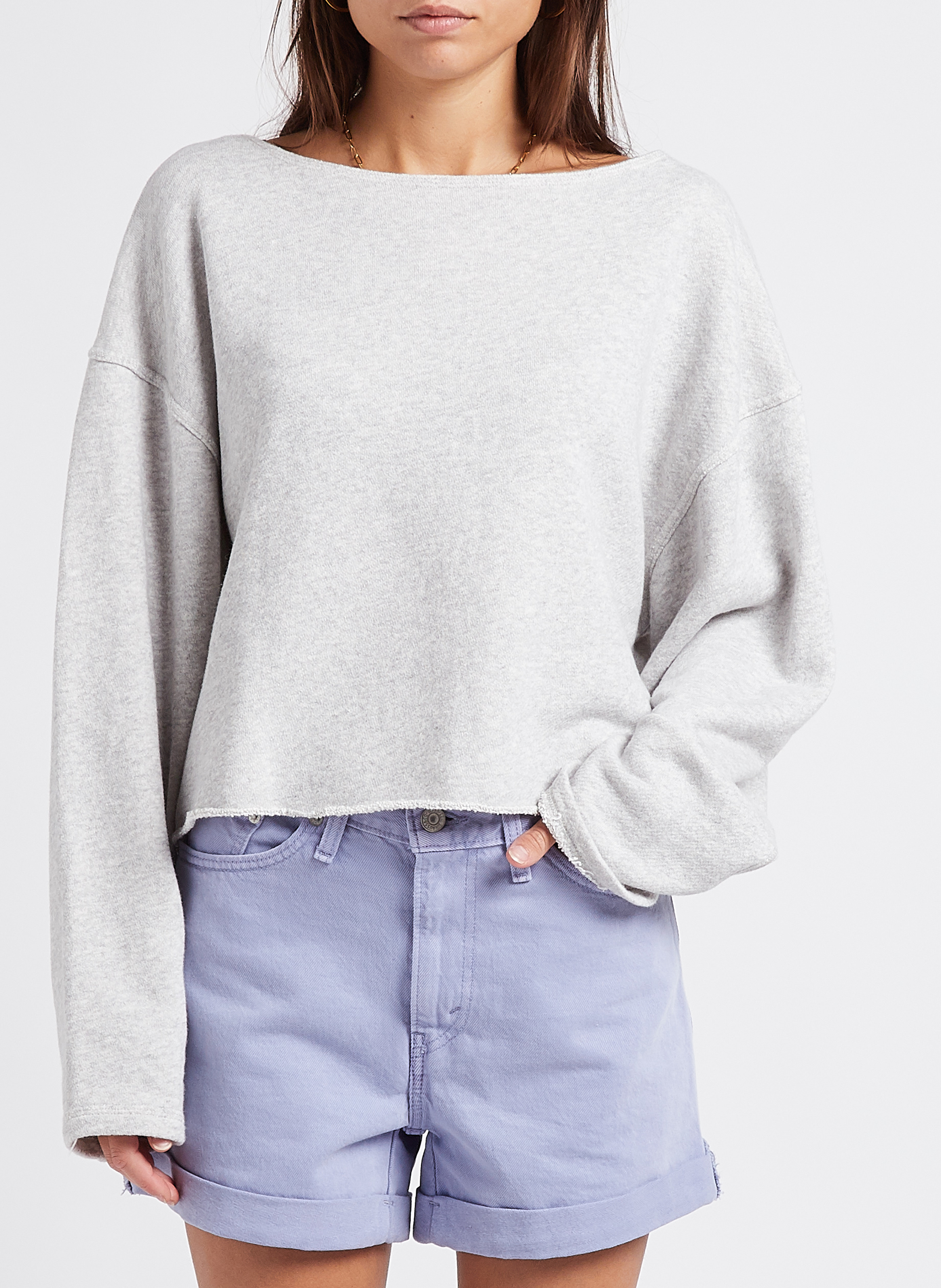 Sweat col bateau en coton bio kodytown AMERICAN VINTAGE Gris