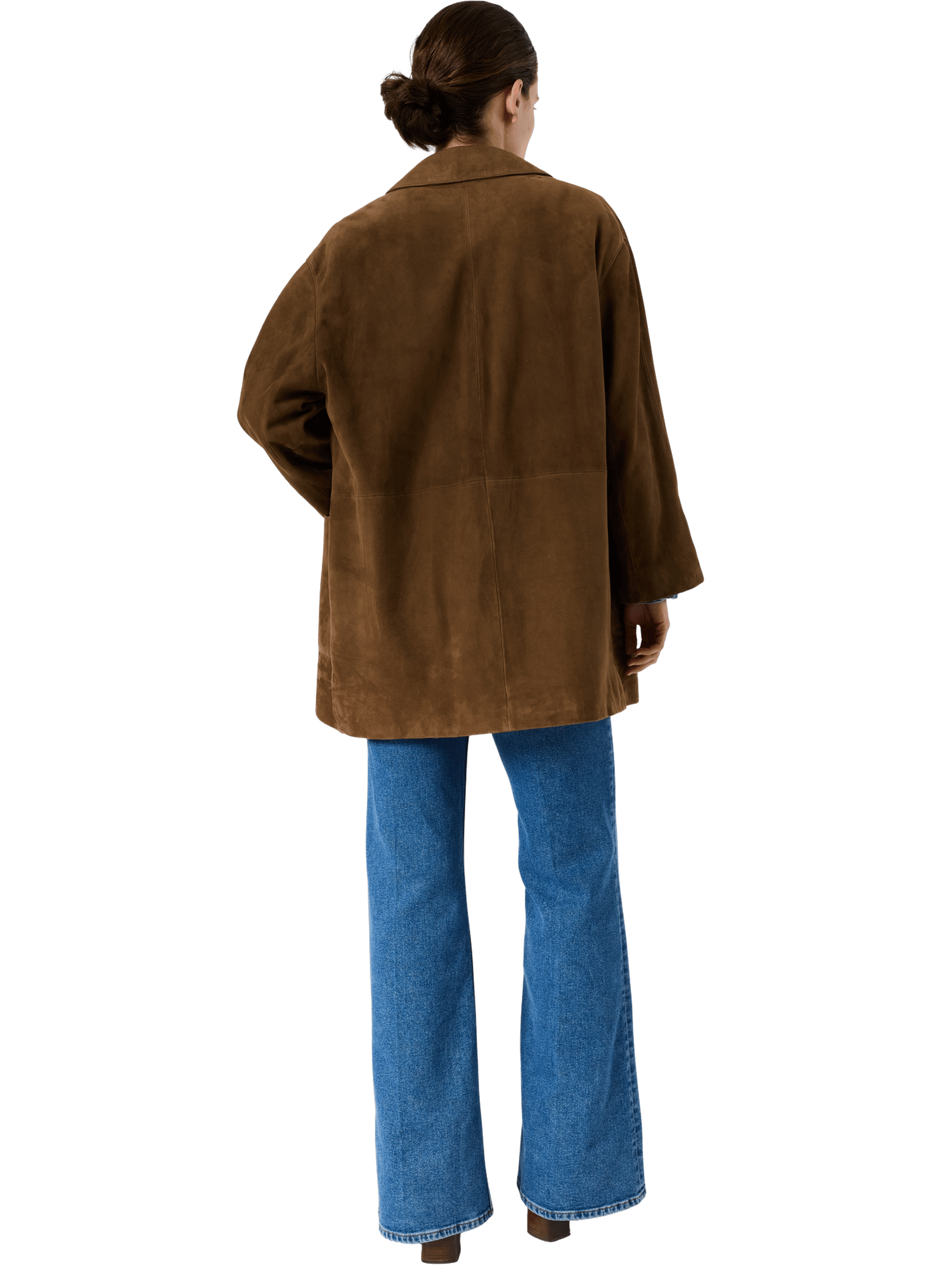 Manteau zippé en cuir velours - tilane GERARD DAREL Marron