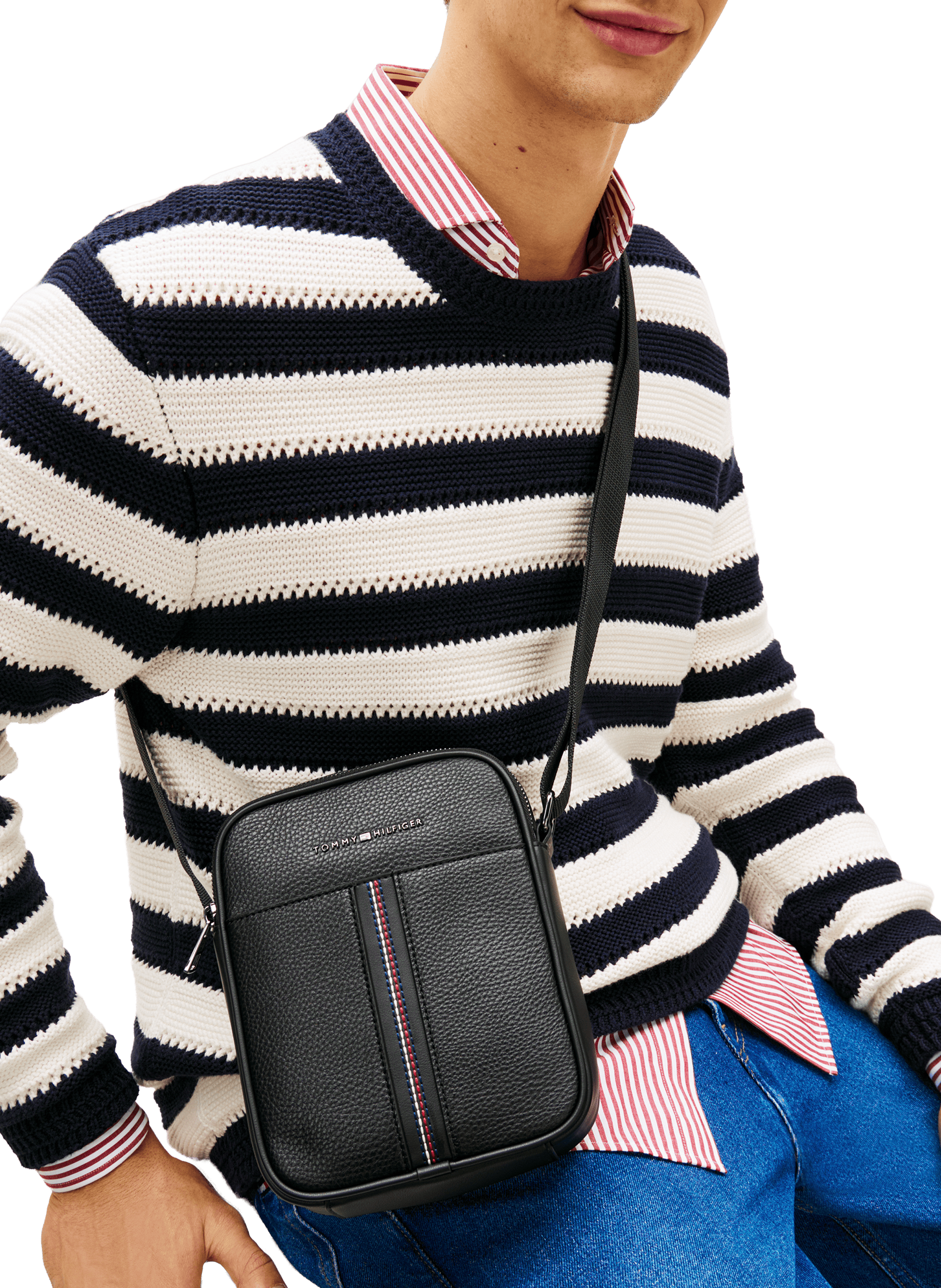 Sac à bandoulière à rayures TOMMY HILFIGER Noir