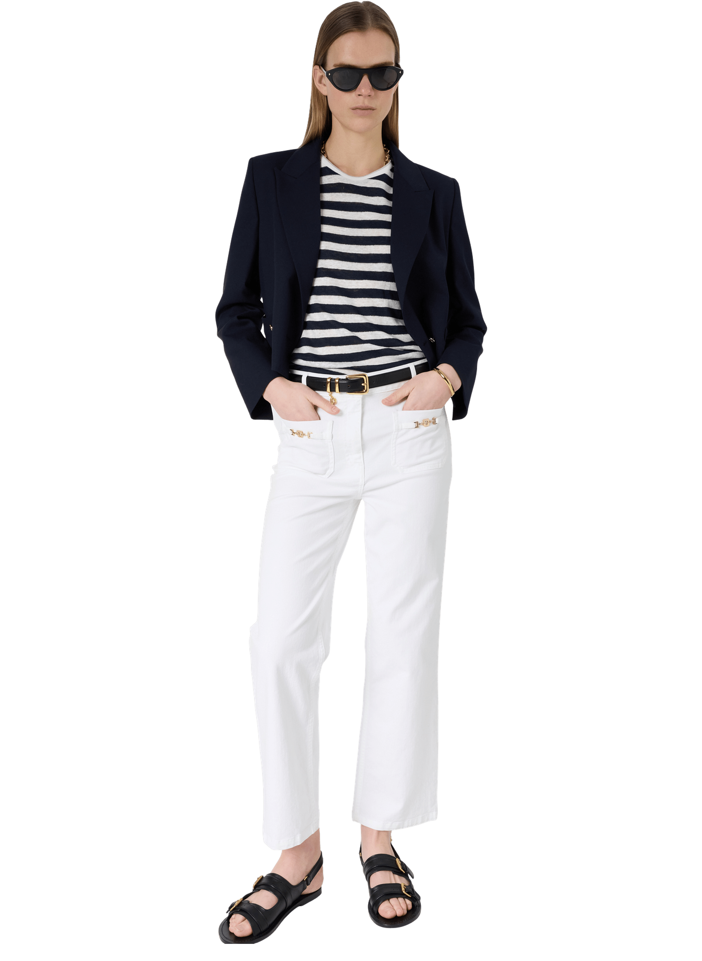 Jean droit à mors dorés - allie GERARD DAREL Blanc