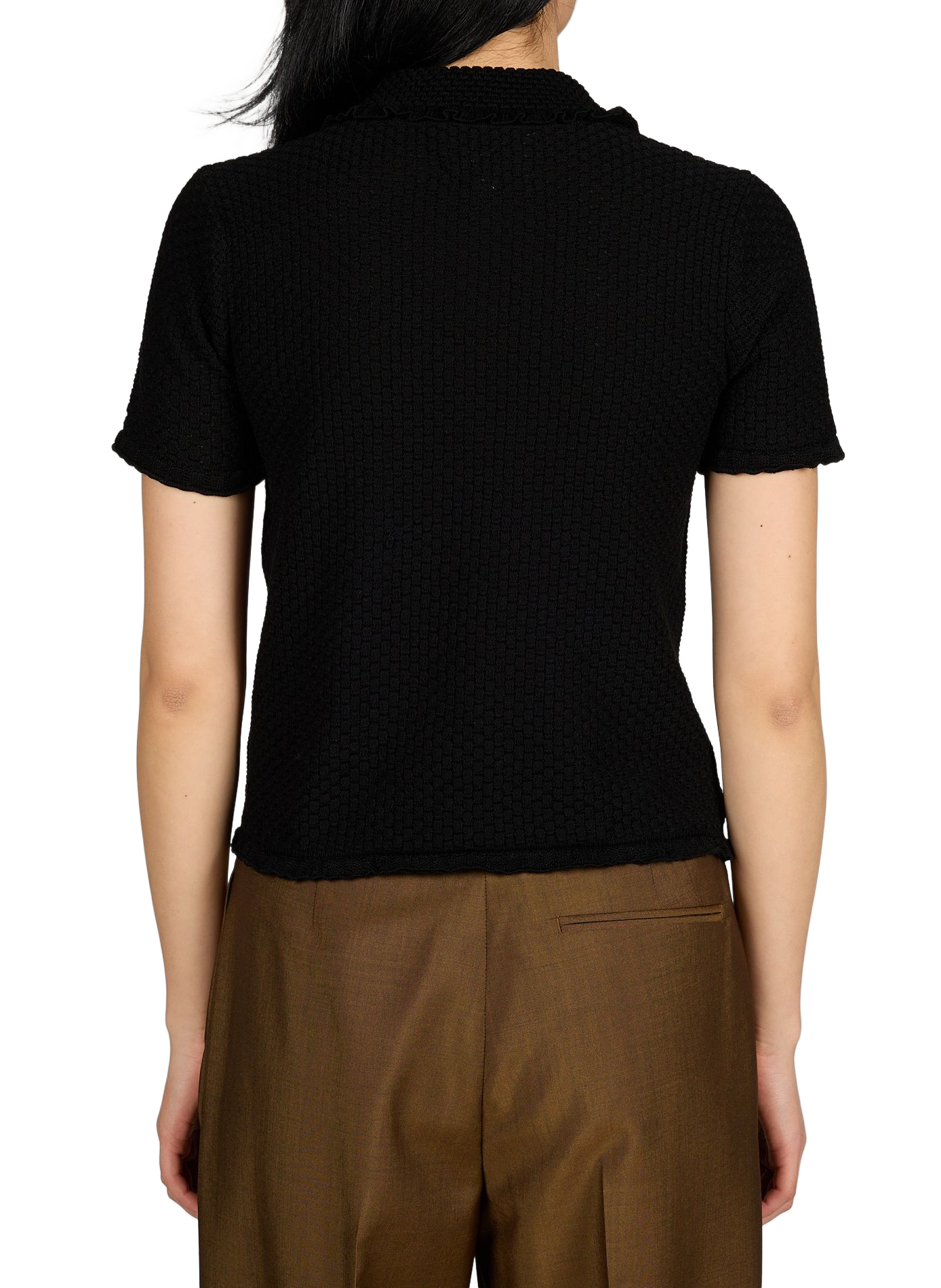 Textured cotton top MOLLI Black