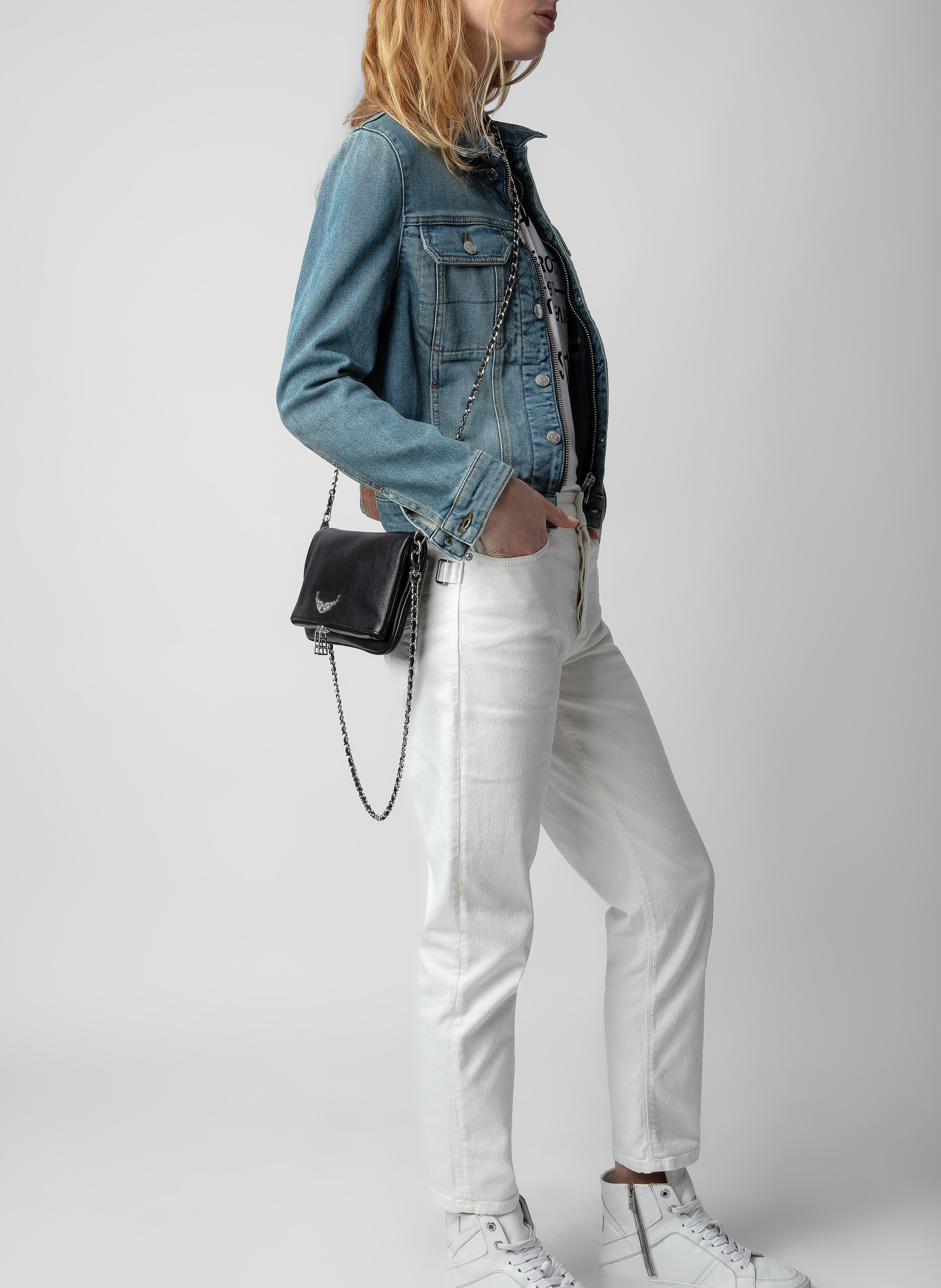 Pochette en cuir rock ZADIG&VOLTAIRE Noir