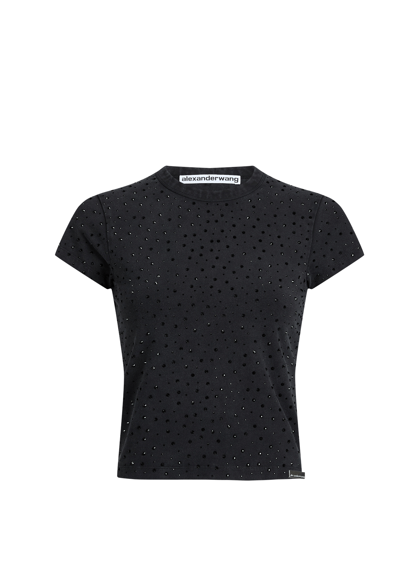 T-shirt à strass en coton mélangé ALEXANDER WANG Noir