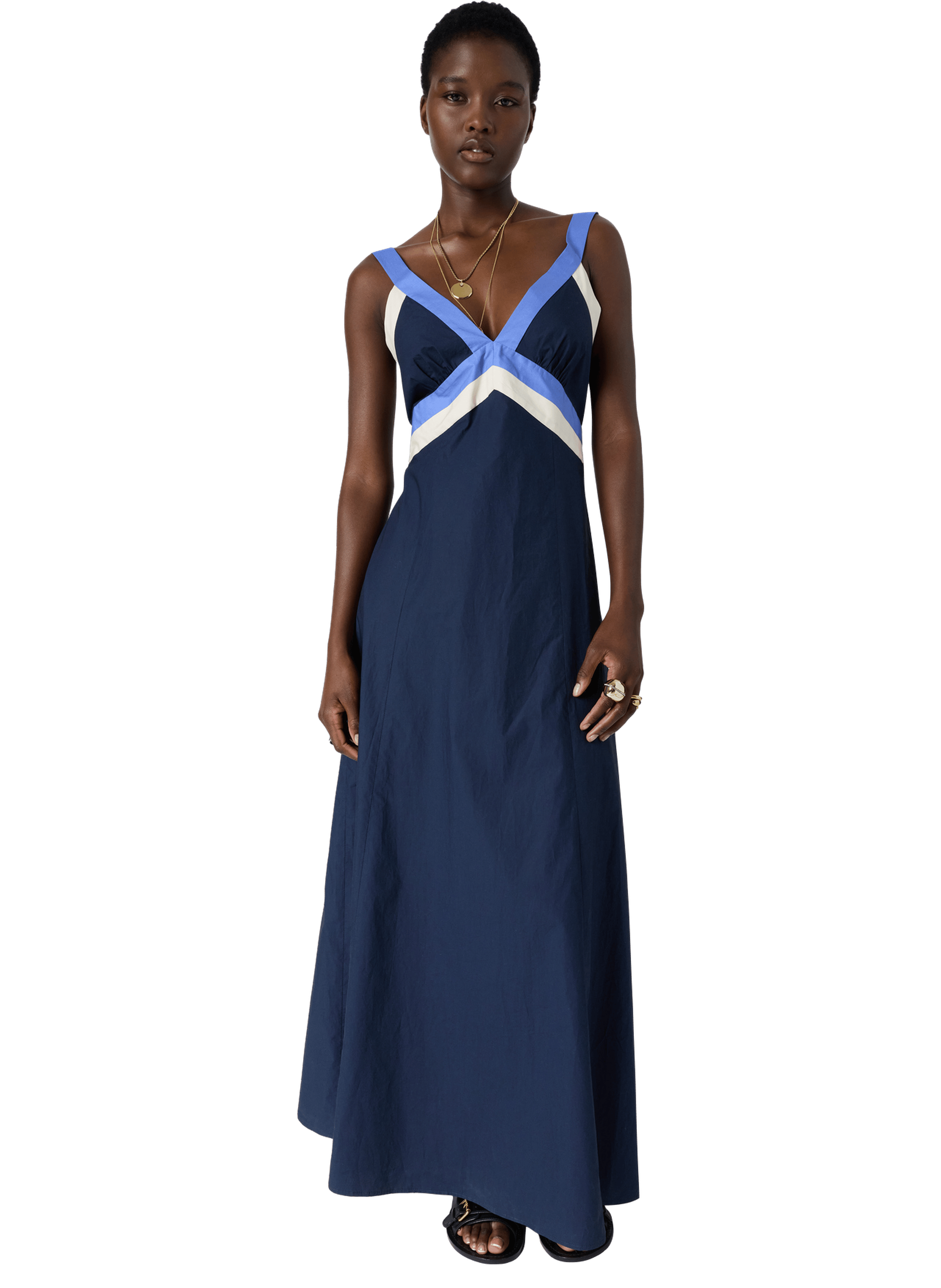 Robe longue à bretelles croisées - romyssa GERARD DAREL Bleu