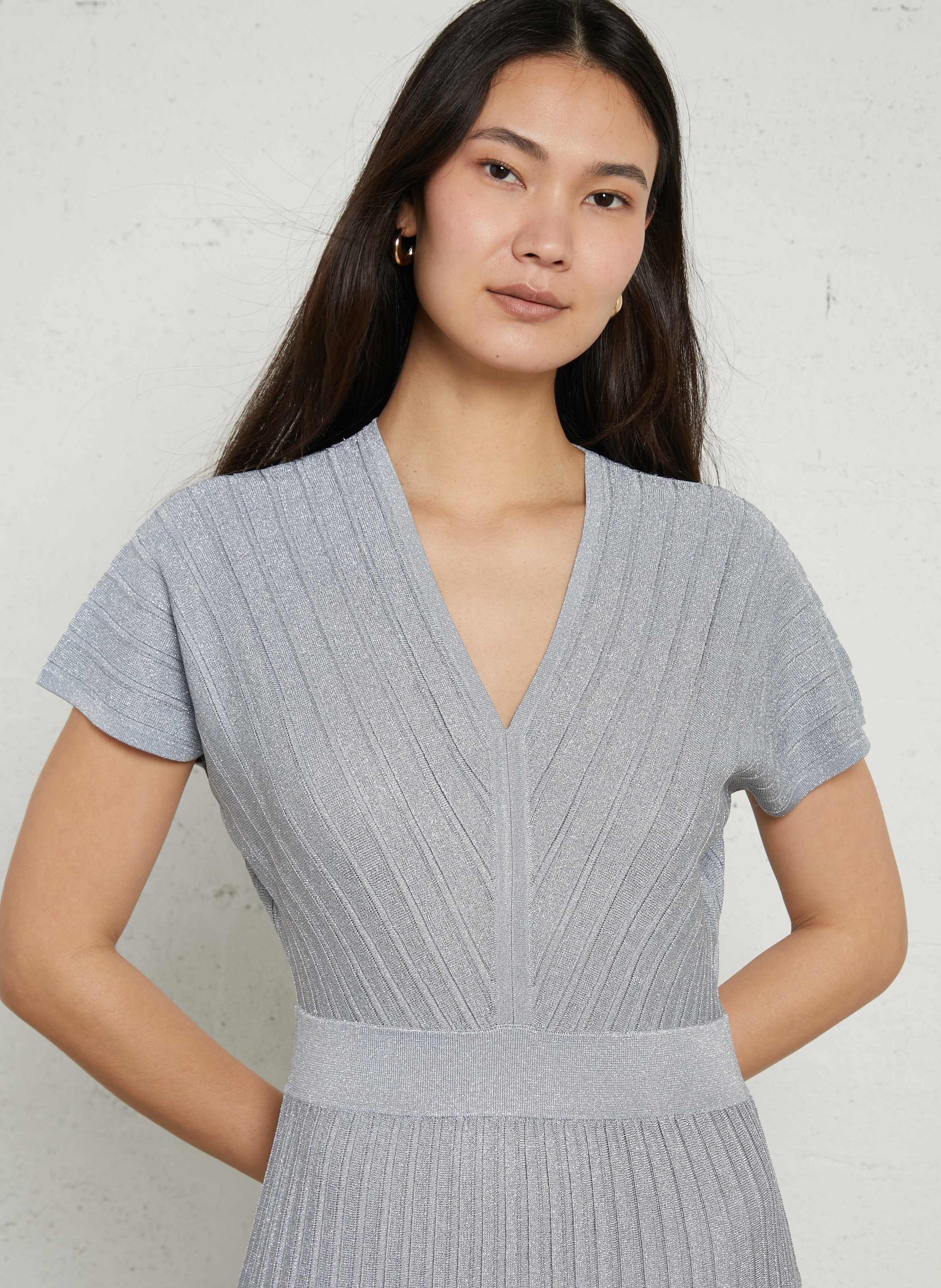 Robe longue col v bari MAISON 123 Bleu