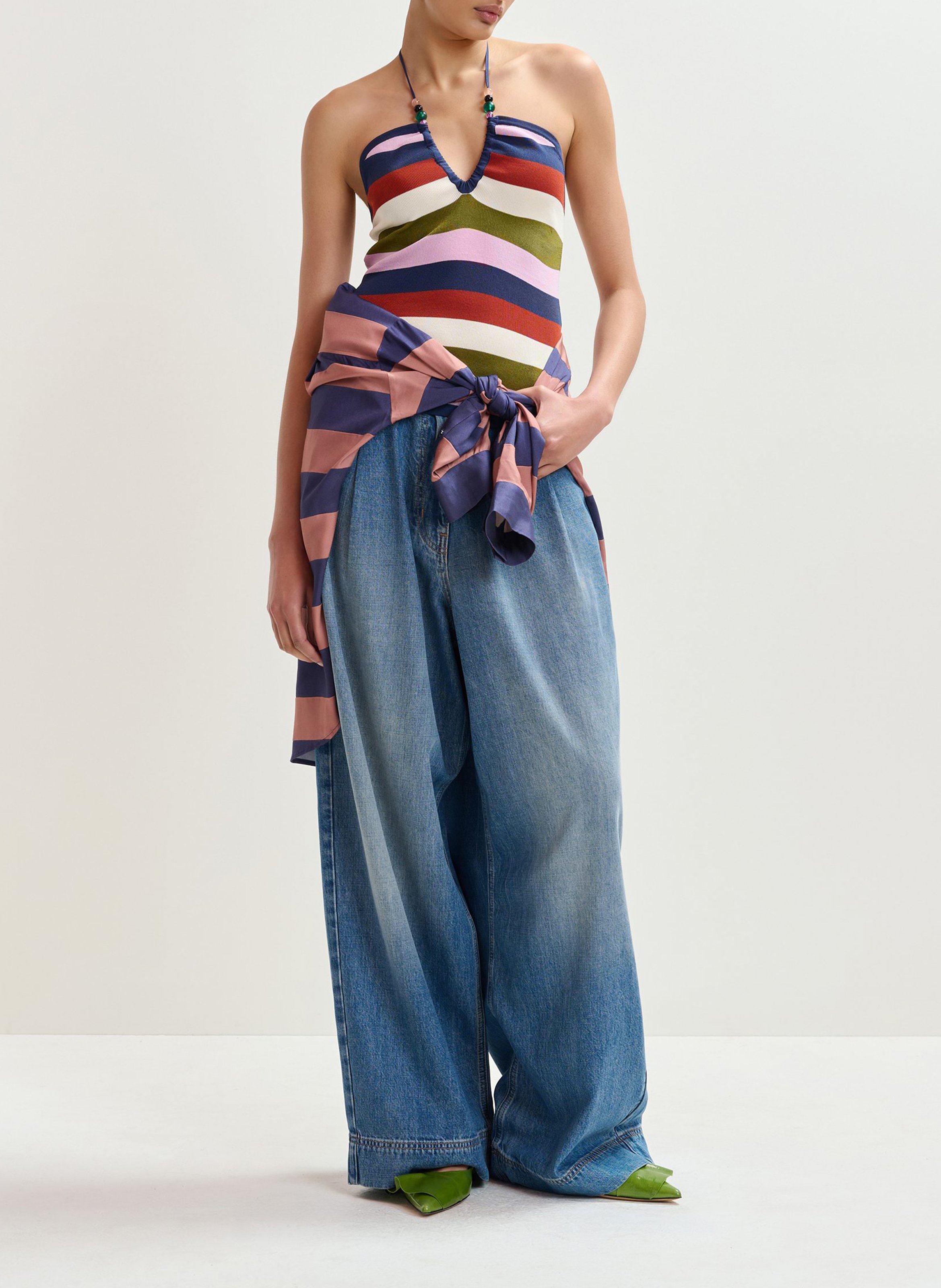 Top dos nu sans manches à rayures jellie Multicolore