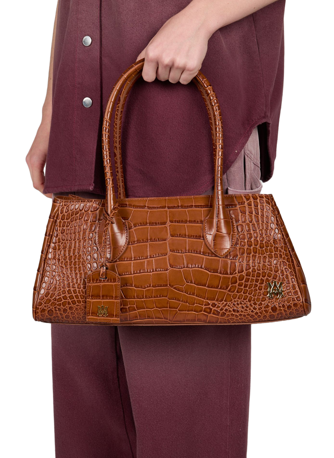 Sac à main Honey 40 en cuir croco AMIRI Marron