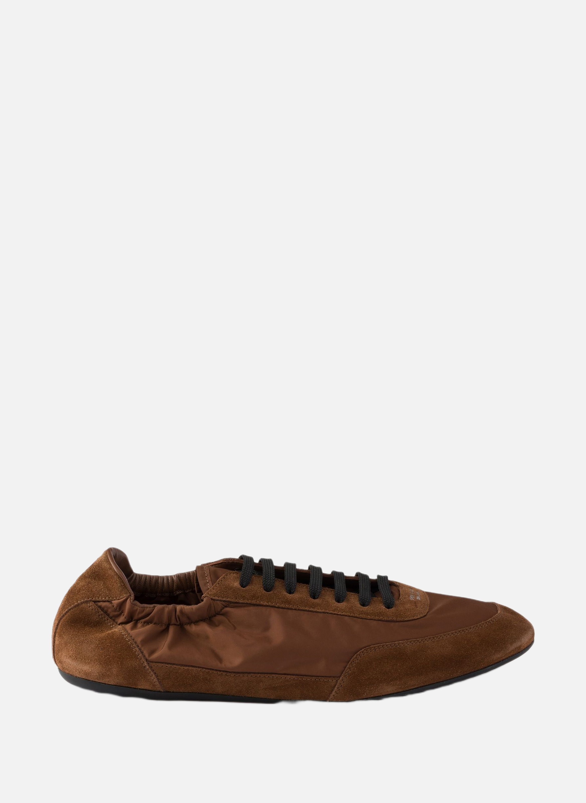Sneakers élastiques collapse en re-nylon et veau v PRADA Marron