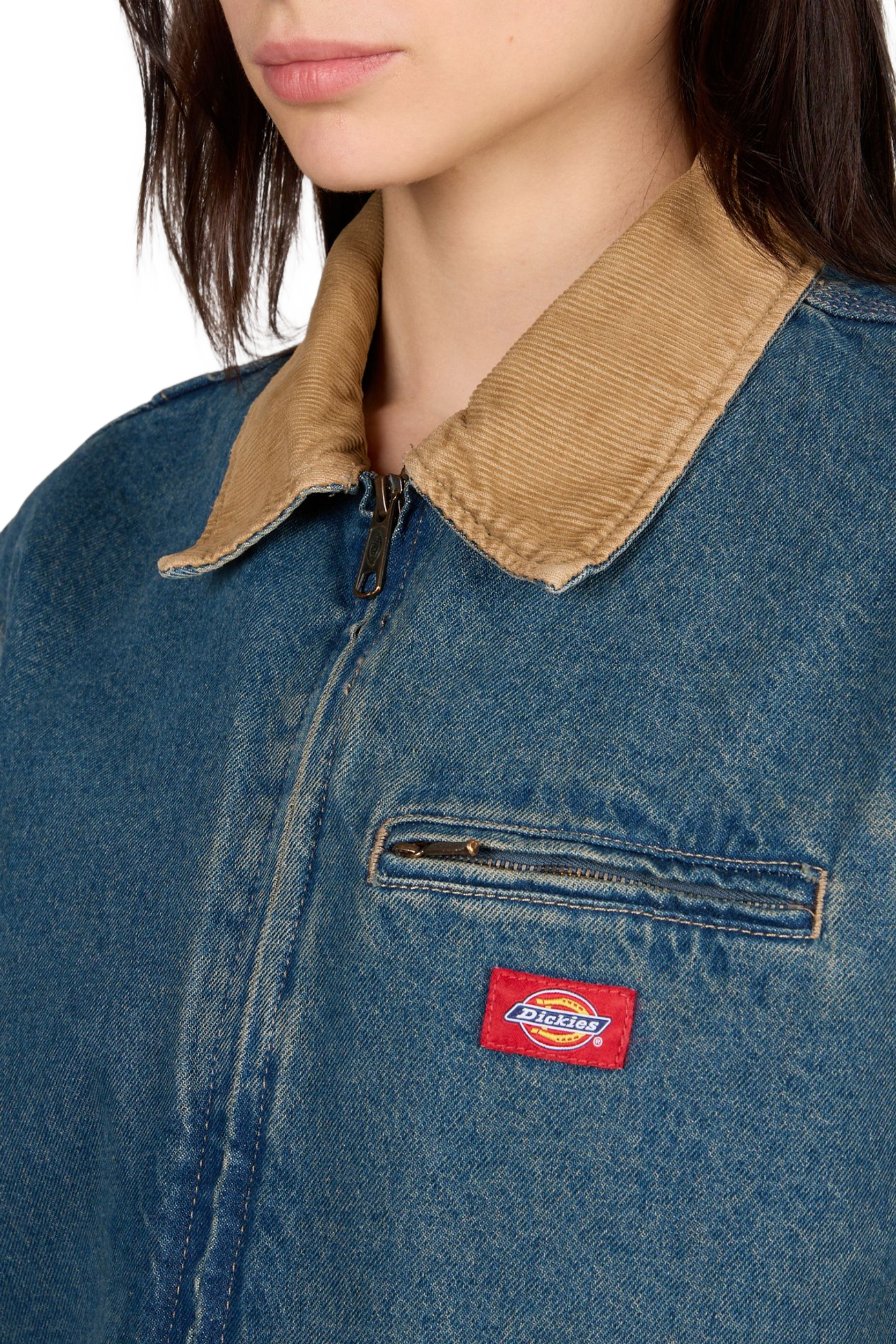 Faded cotton denim jacket DICKIES Blue