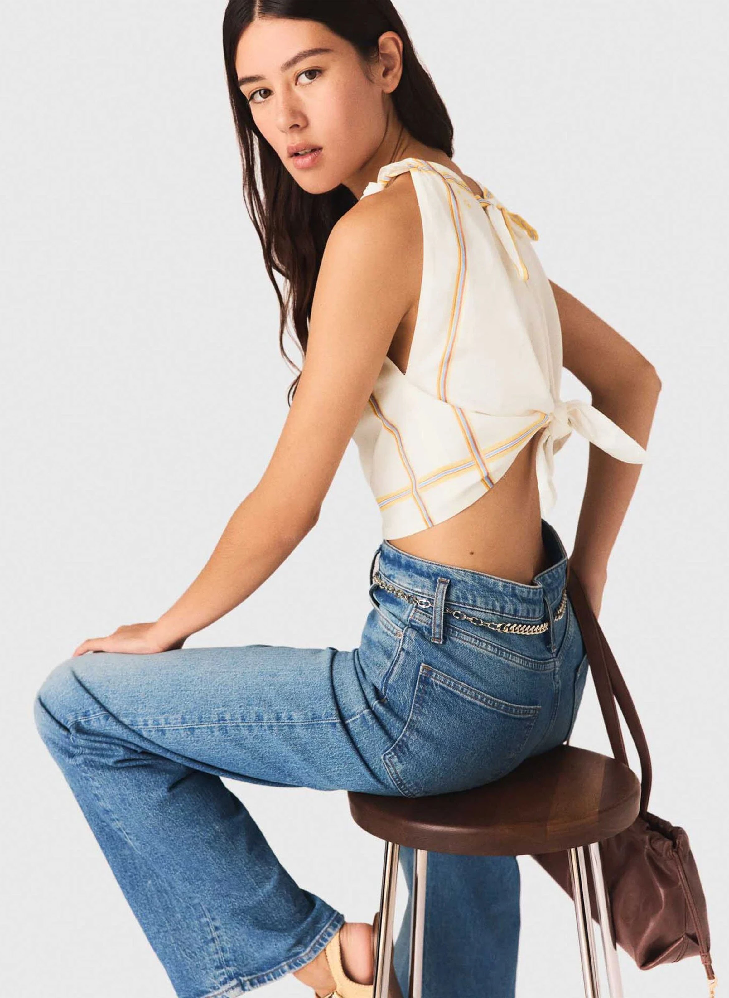 Top droit en coton MAJE Blanc