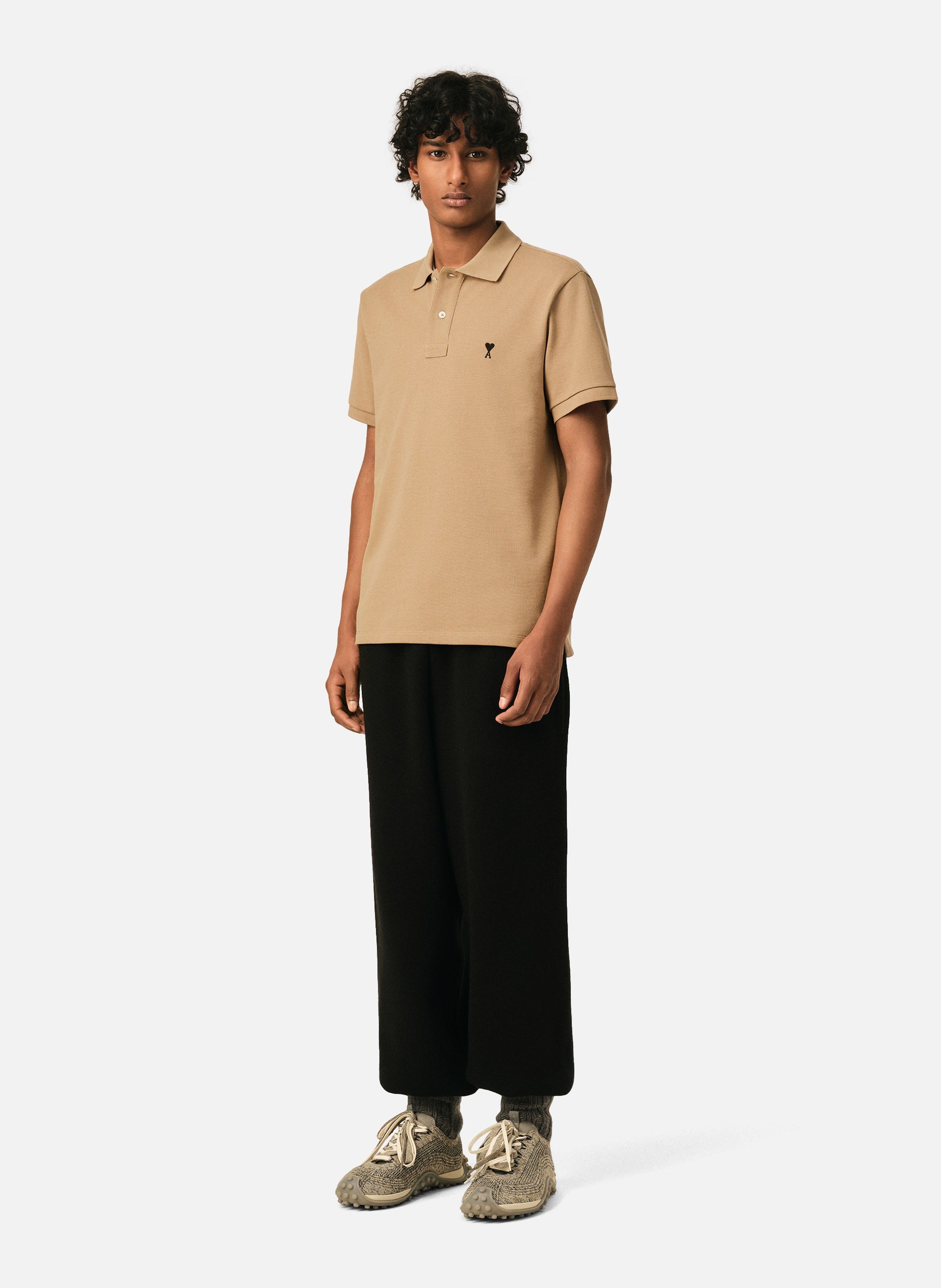 Polo manches courtes ami de coeur en coton AMI PARIS Beige