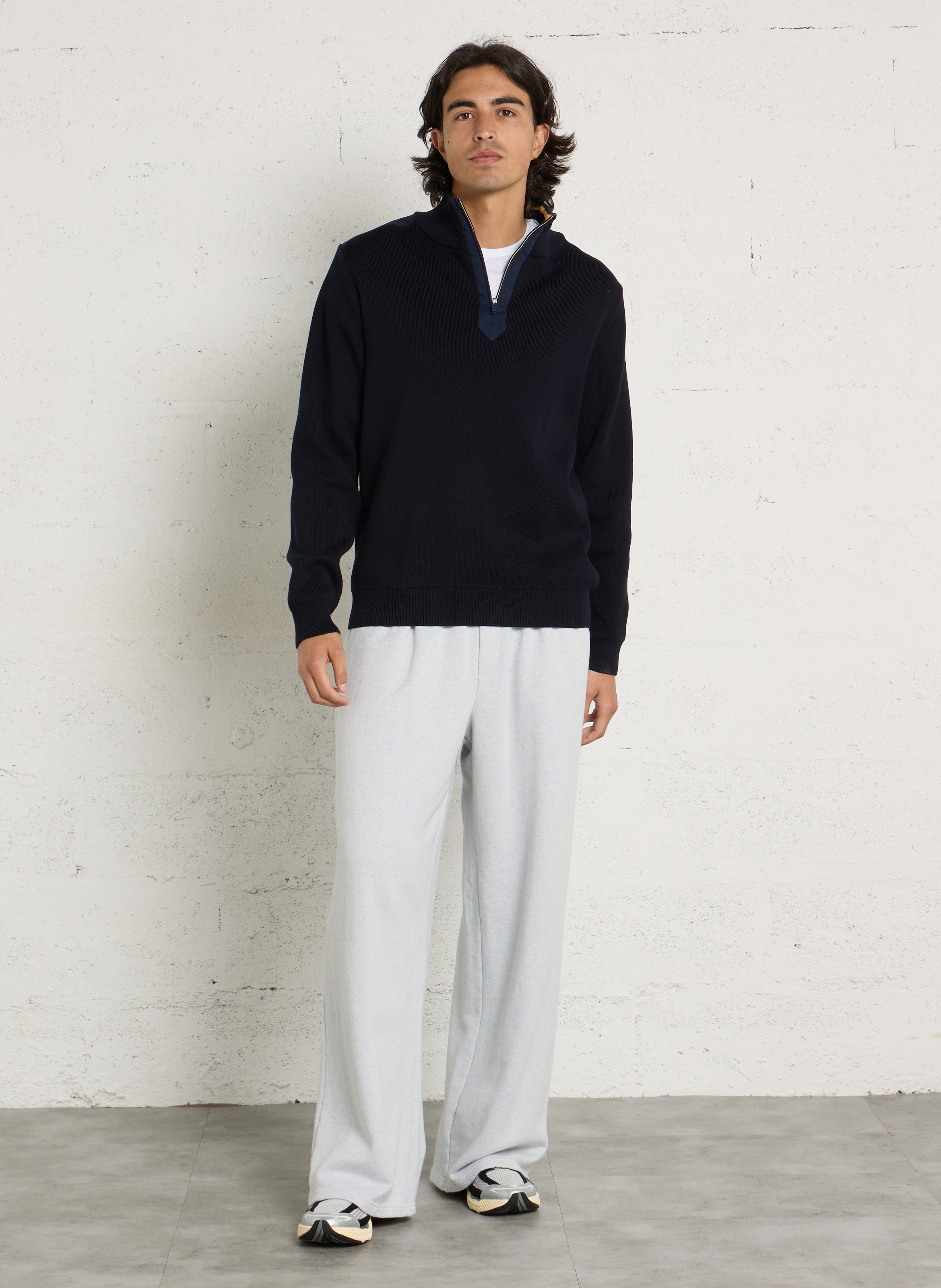 Pull droit col camionneur en coton ARMOR-LUX Bleu