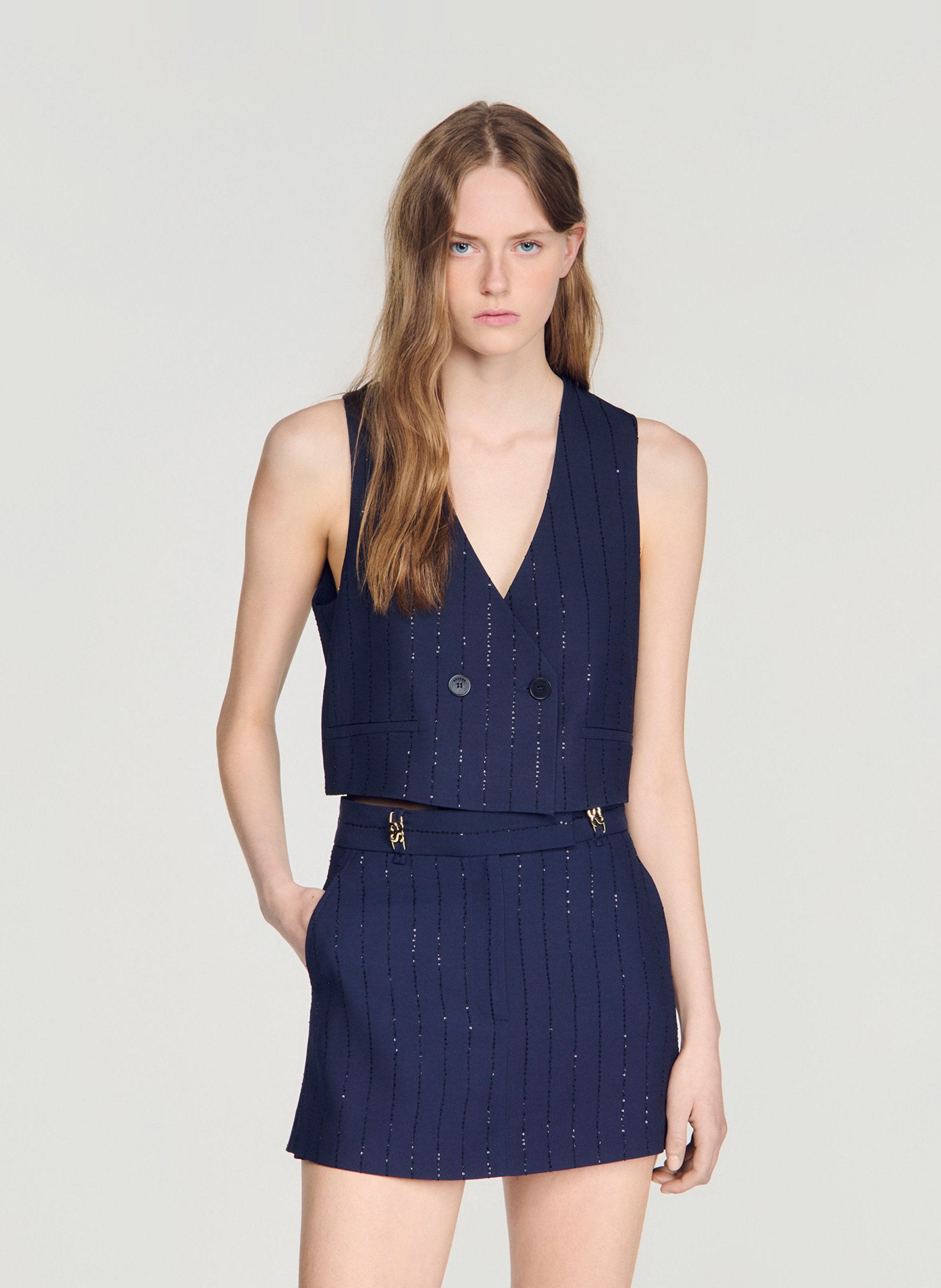 Gilet col v SANDRO Bleu