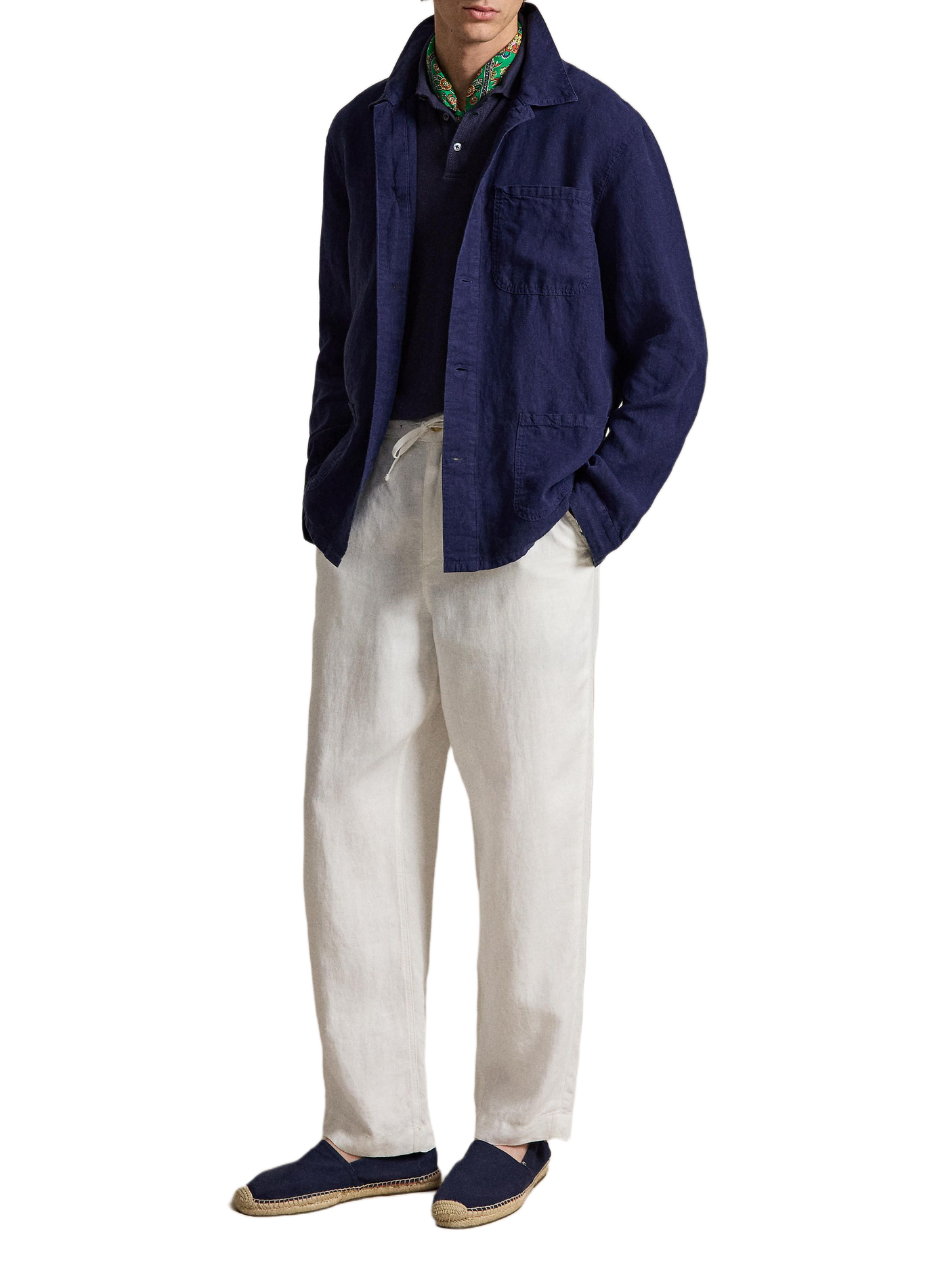 Blouson col classique en lin | Bleu POLO RALPH LAUREN Homme