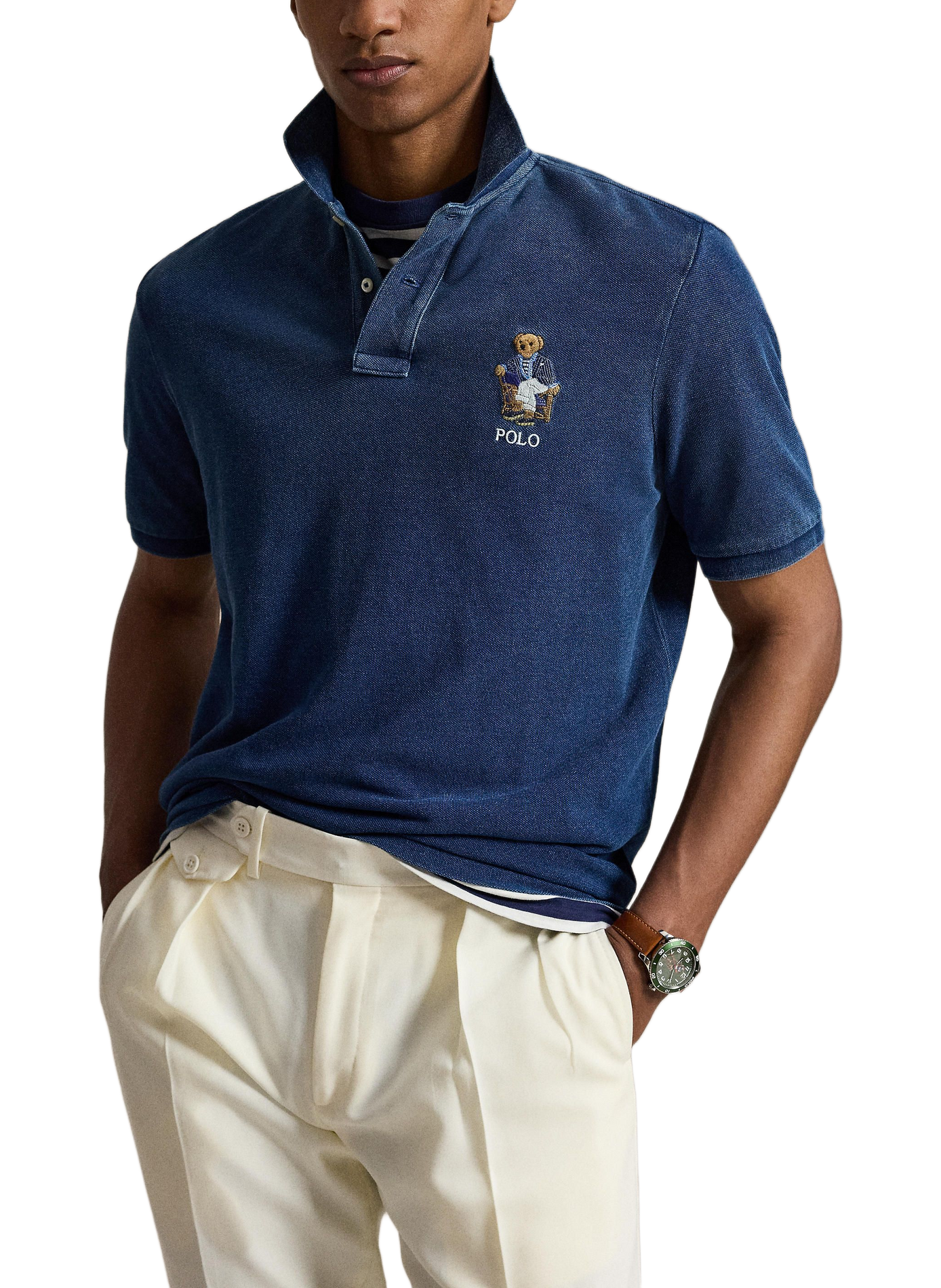 Short-sleeved cotton polo with logo POLO RALPH LAUREN Blue