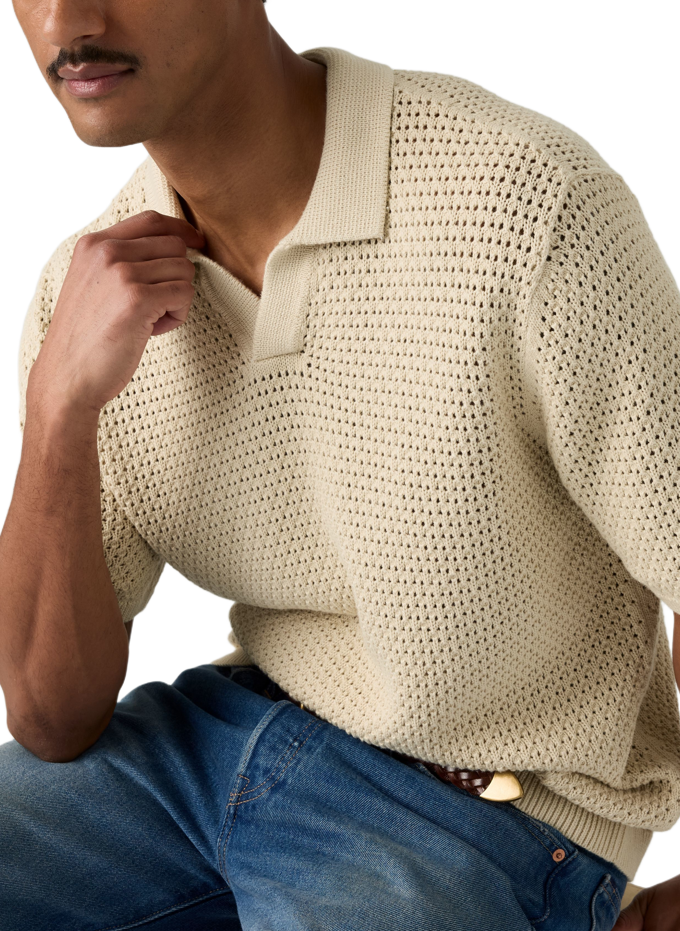 Straight V-neck cotton polo LEVI'S Beige
