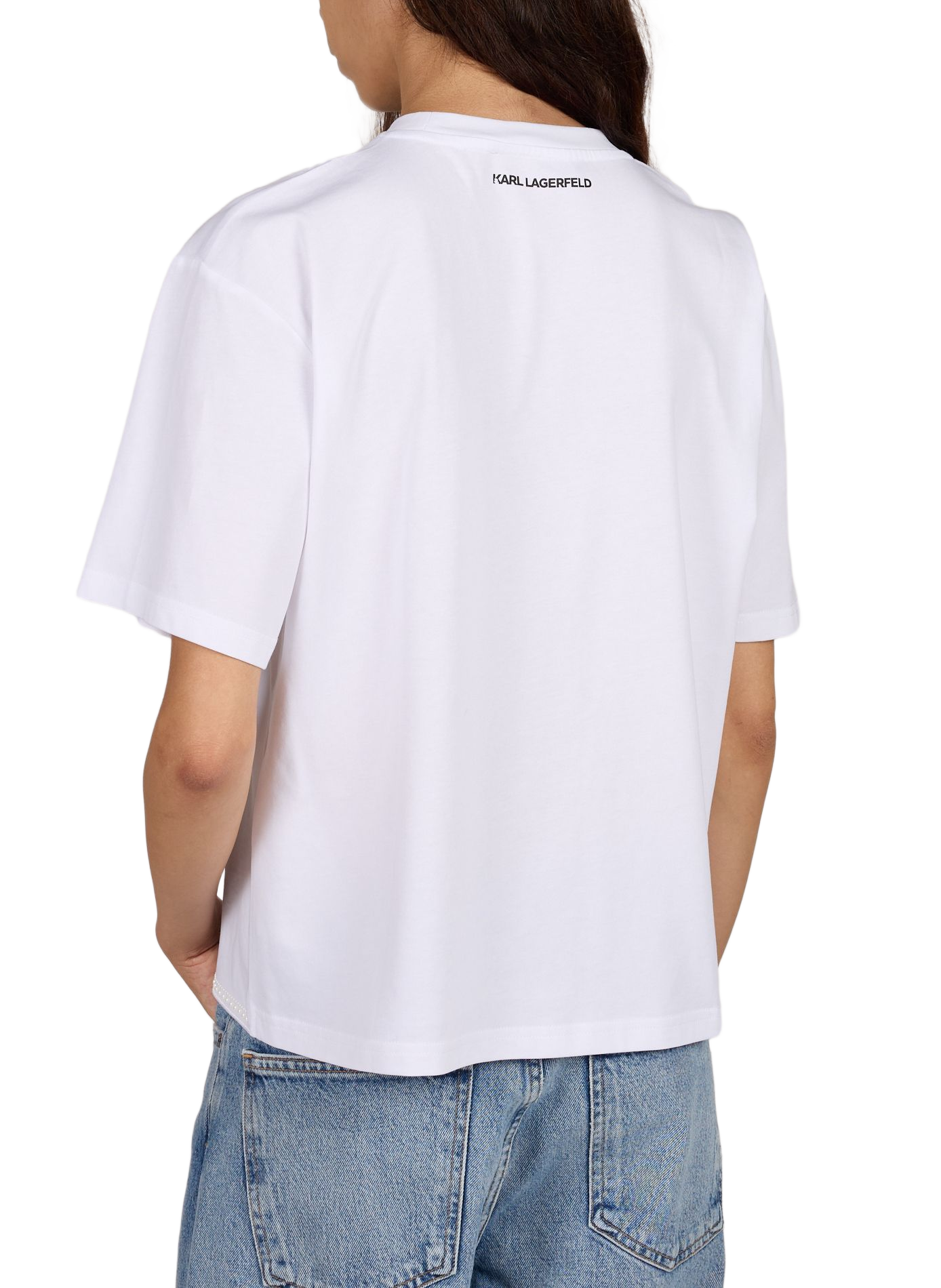Tee-shirt col rond en coton KARL LAGERFELD Blanc