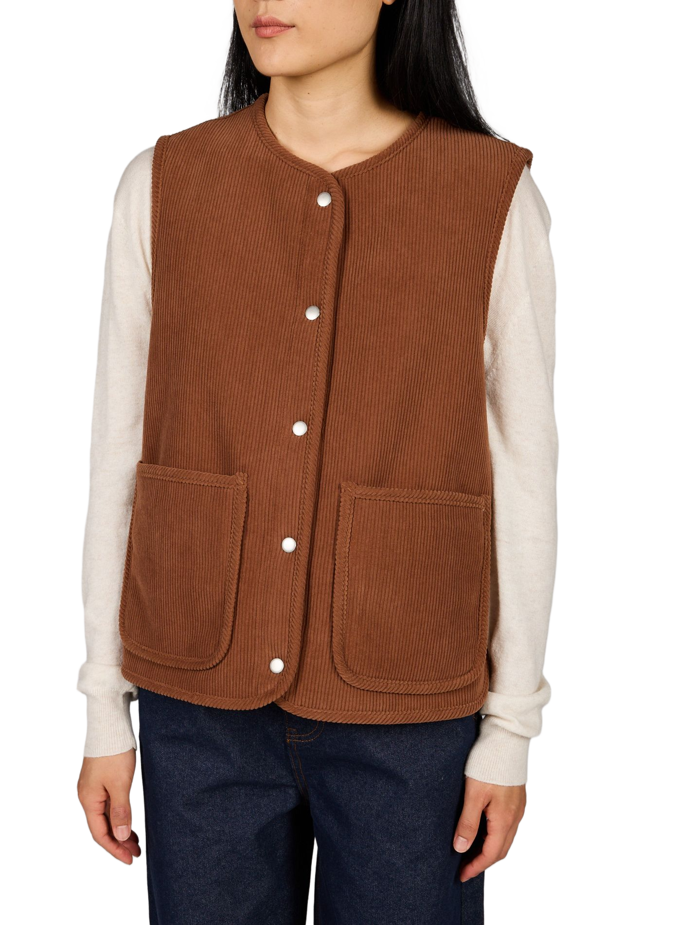 Reversible sleeveless jacket VILA Beige