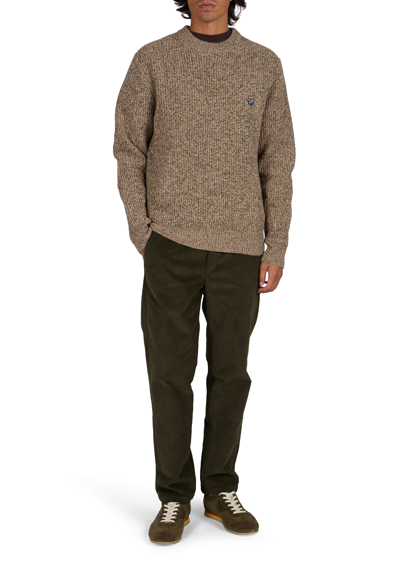 Pull droit col rond en laine MAISON LABICHE Marron