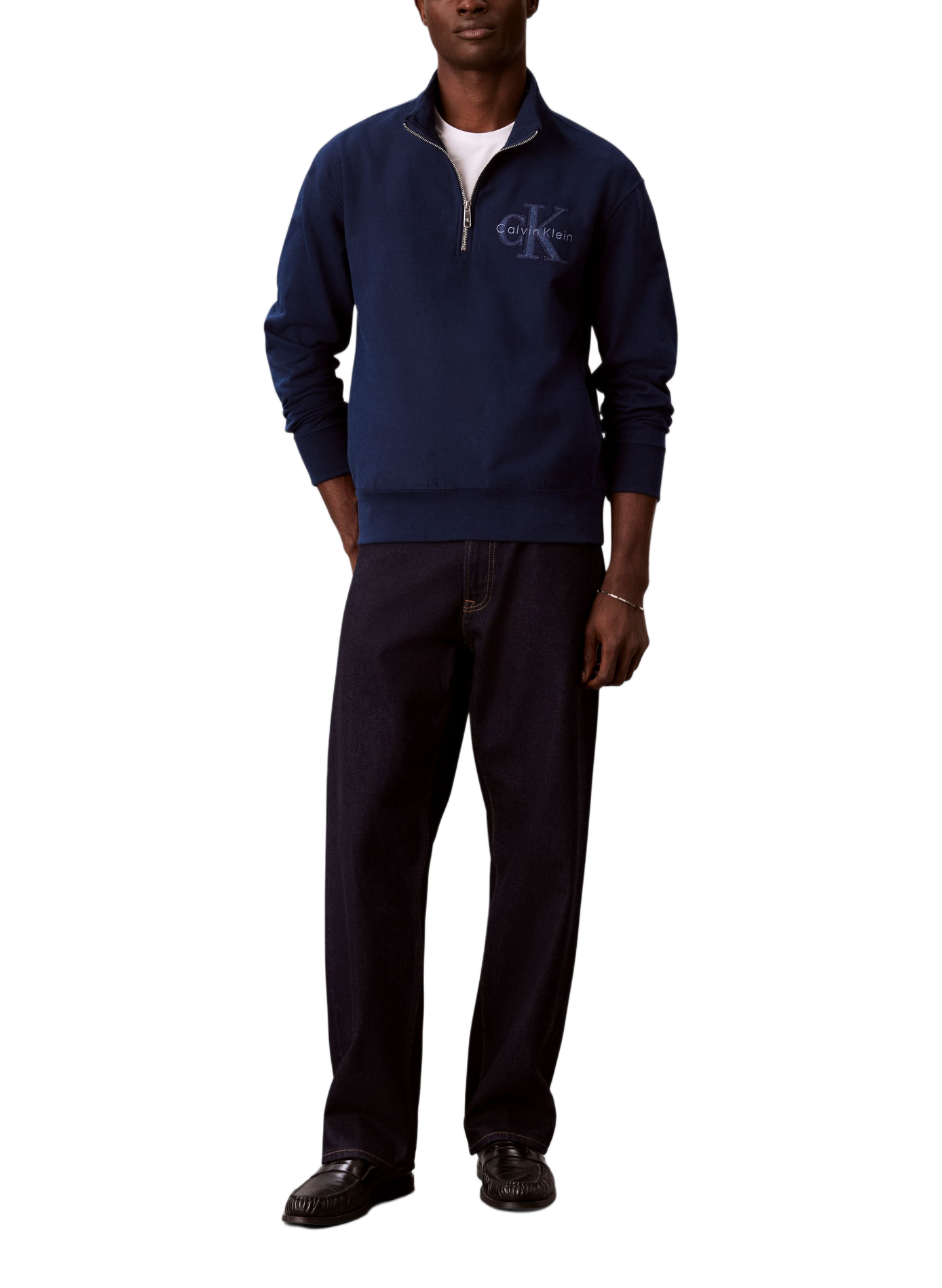 Sweat logo en coton mélangé CALVIN KLEIN Bleu