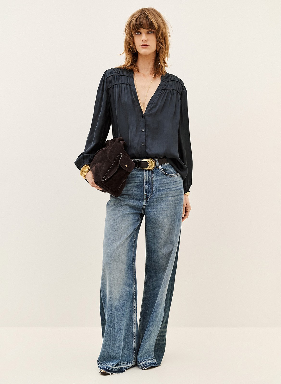 Chemise ample plissée cessia | Bleu BA&SH Femme