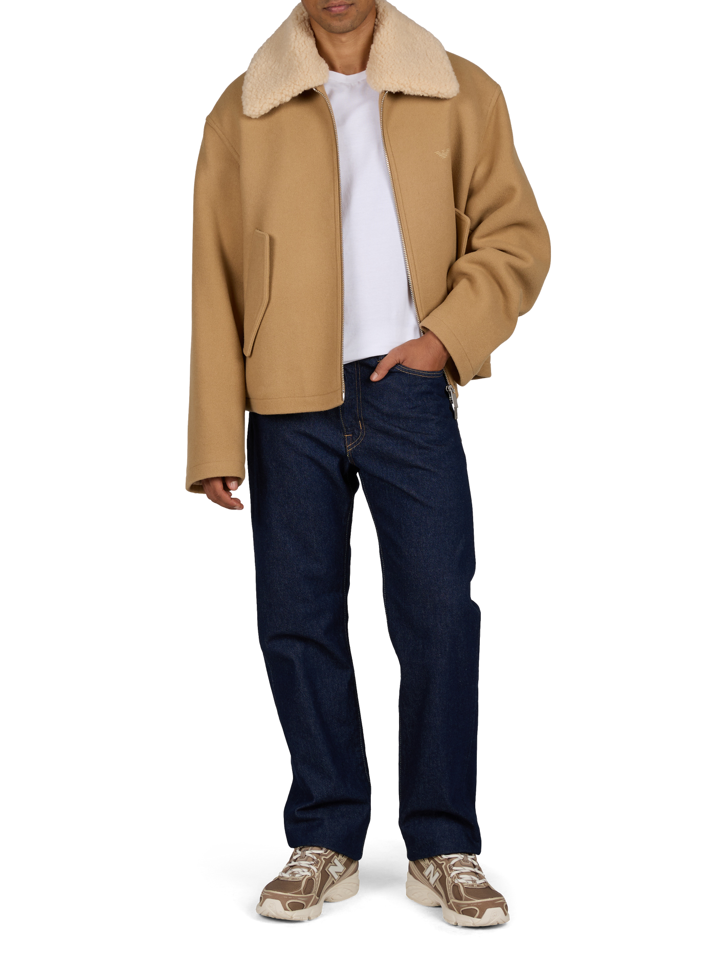 Jacke mit klassischem Kragen aus Wolle EMPORIO ARMANI Beige