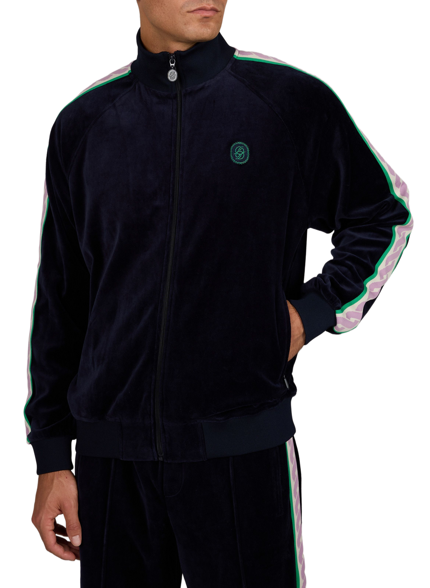 Cotton-blend velvet tracksuit jacket DROLE DE MONSIEUR Blue