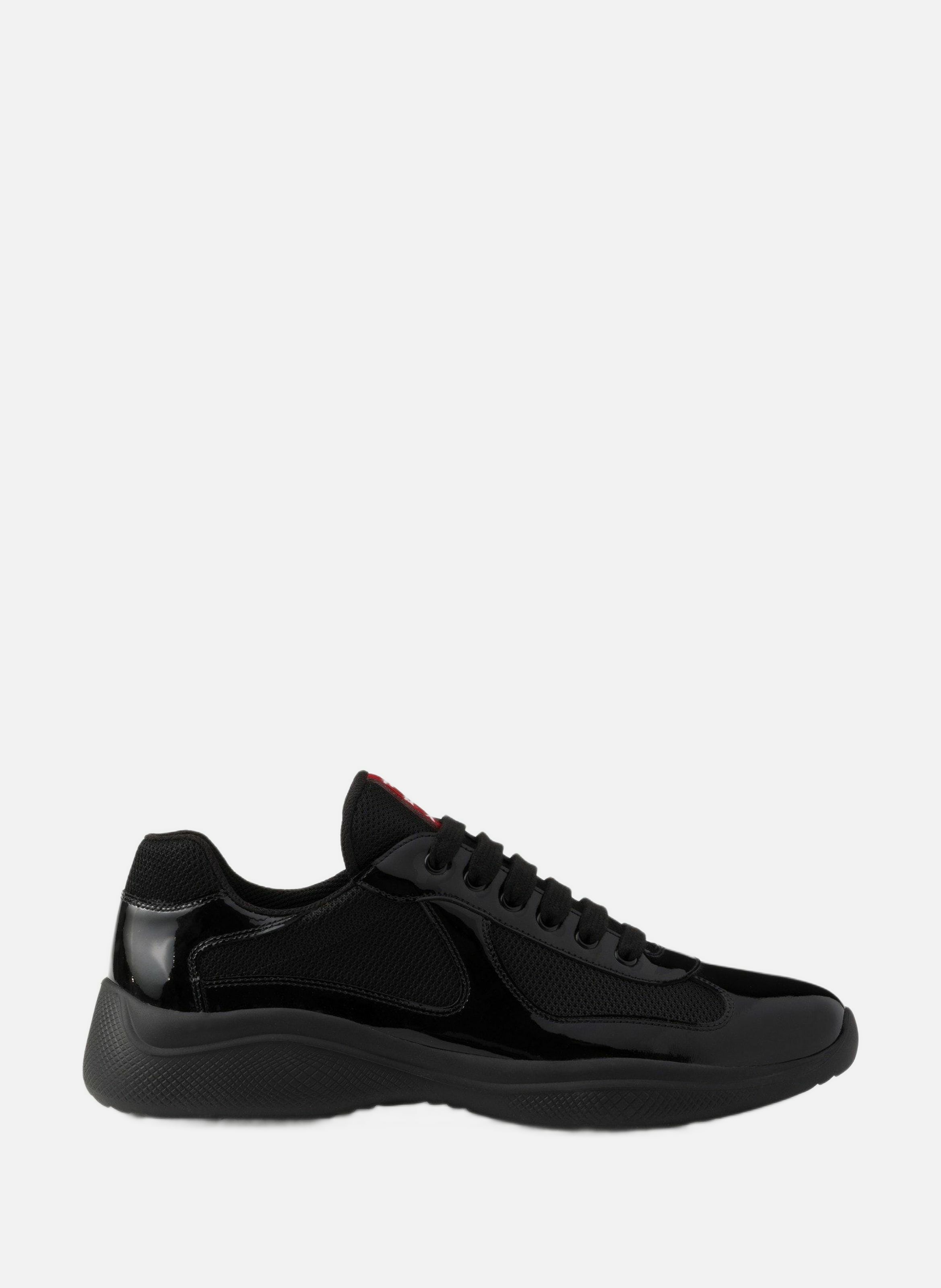 Sneakers prada america’s cup en cuir verni et tiss PRADA Noir