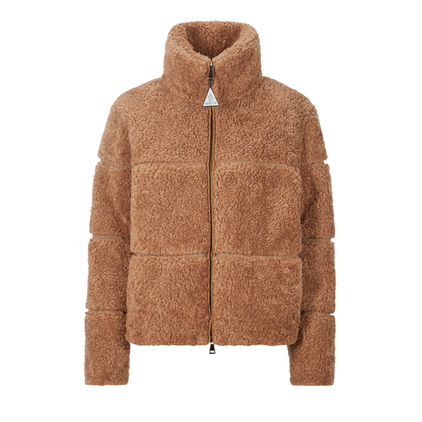 Moncler Textured Down Jacket In Brown