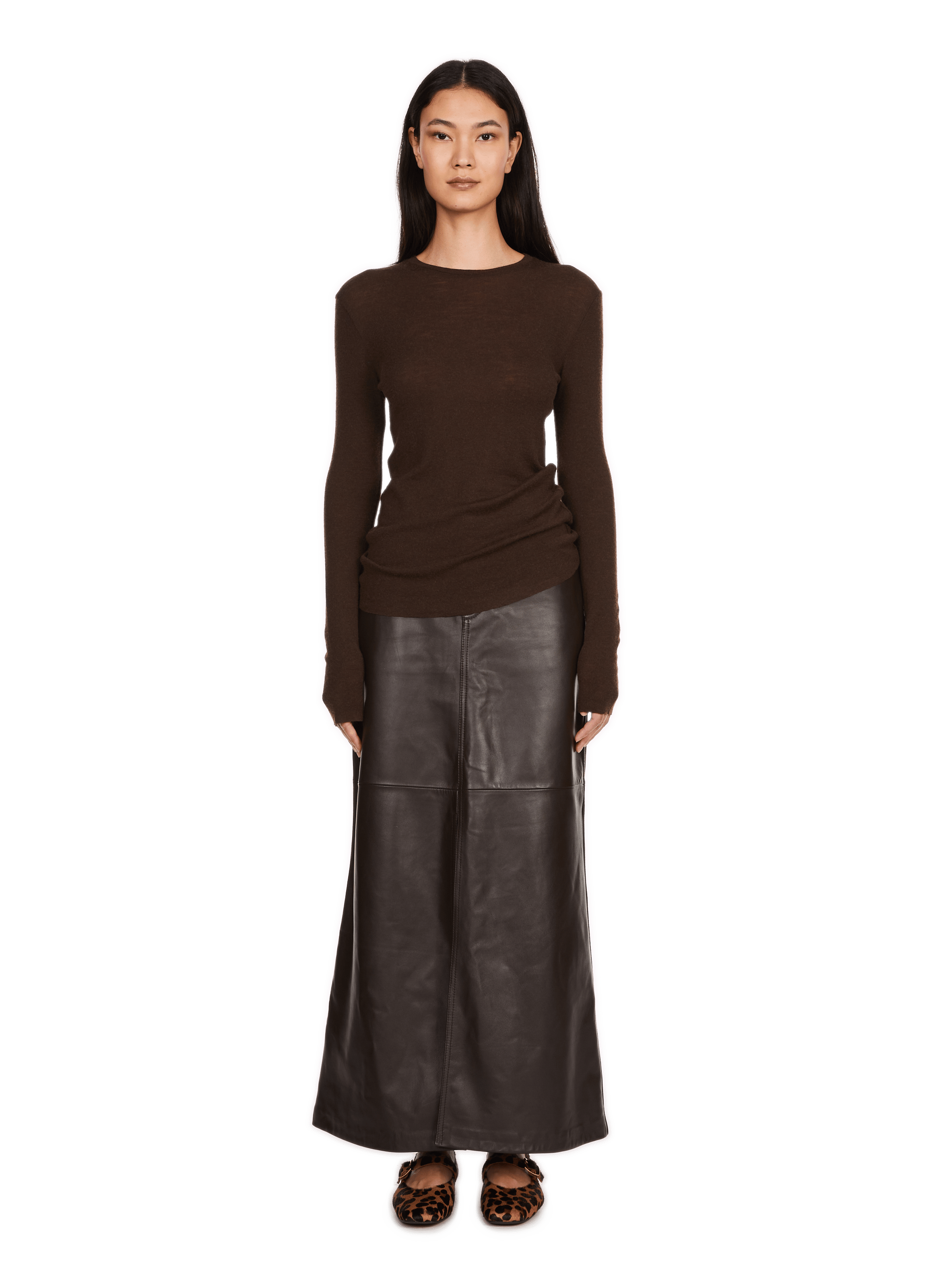 Pull fin Qola col rond en laine vierge SAISON 1865 Marron