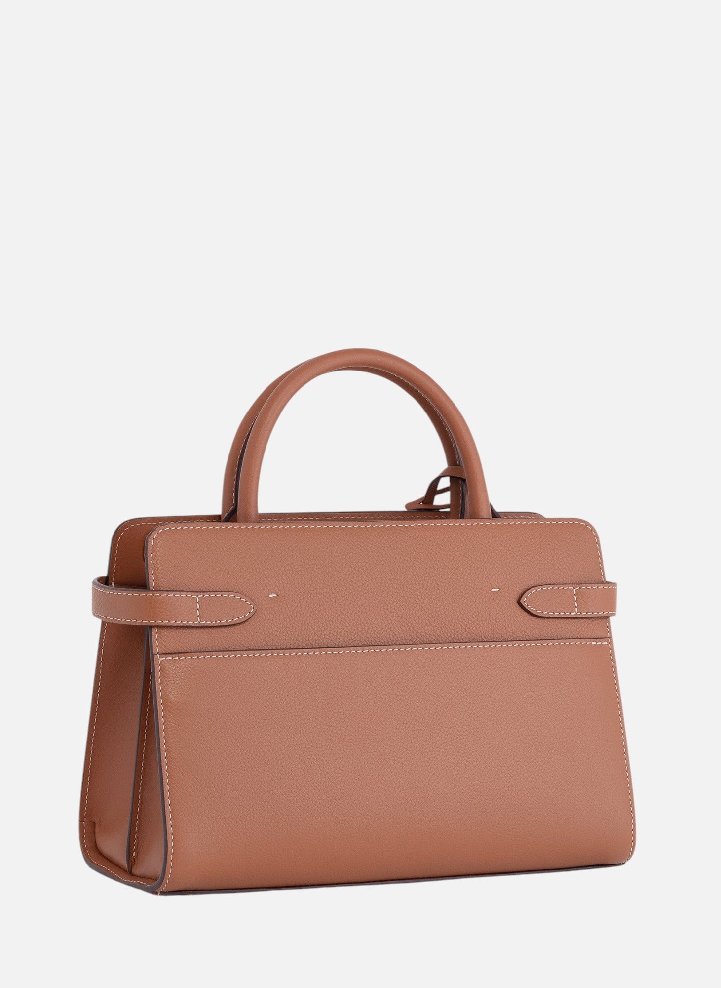 Sac à main moyen modèle emilie en cuir grainé LE TANNEUR Marron