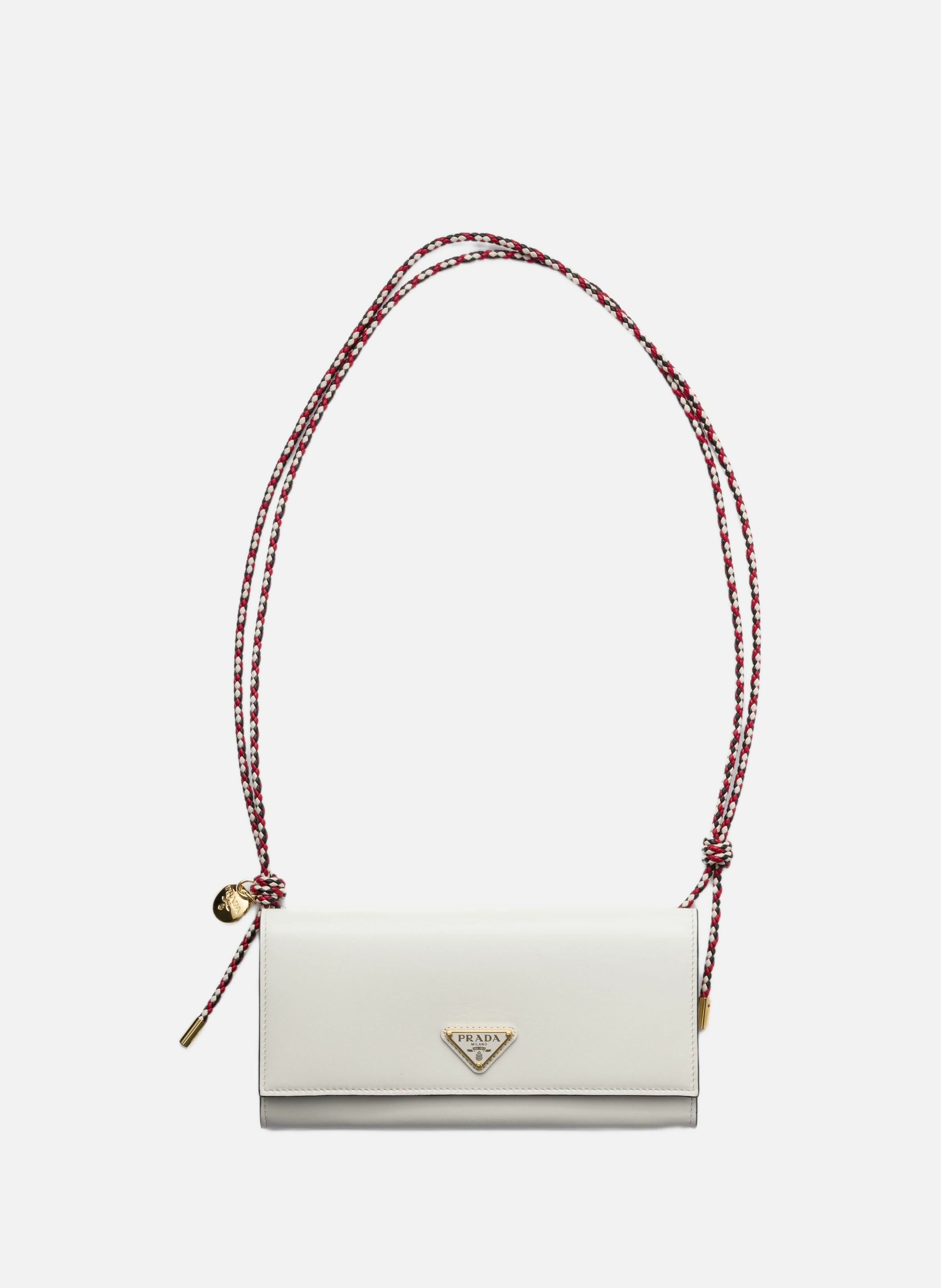 Portefeuille à bandoulière en cuir PRADA Blanc
