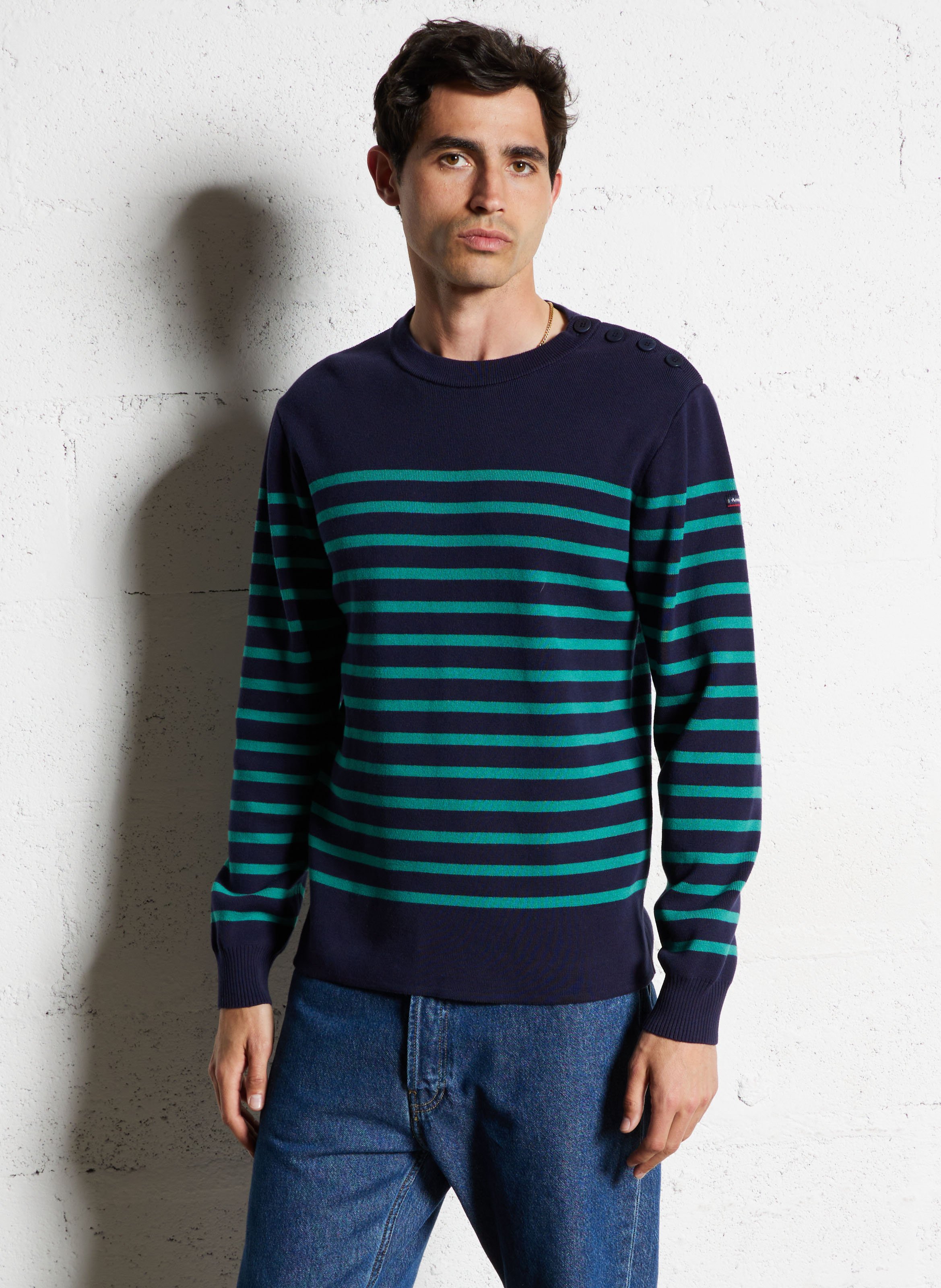 Marinière col rond slim-fit en maille de coton ARMOR-LUX Multicolore