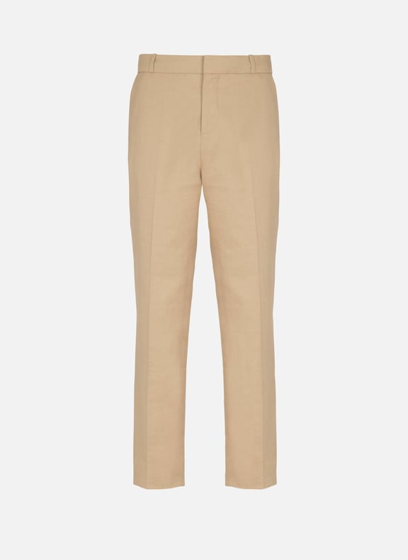 Pantalon tailleur droit en toile Beige by BALMAIN BALMAIN Pantalon tailleur droit en toile Beige