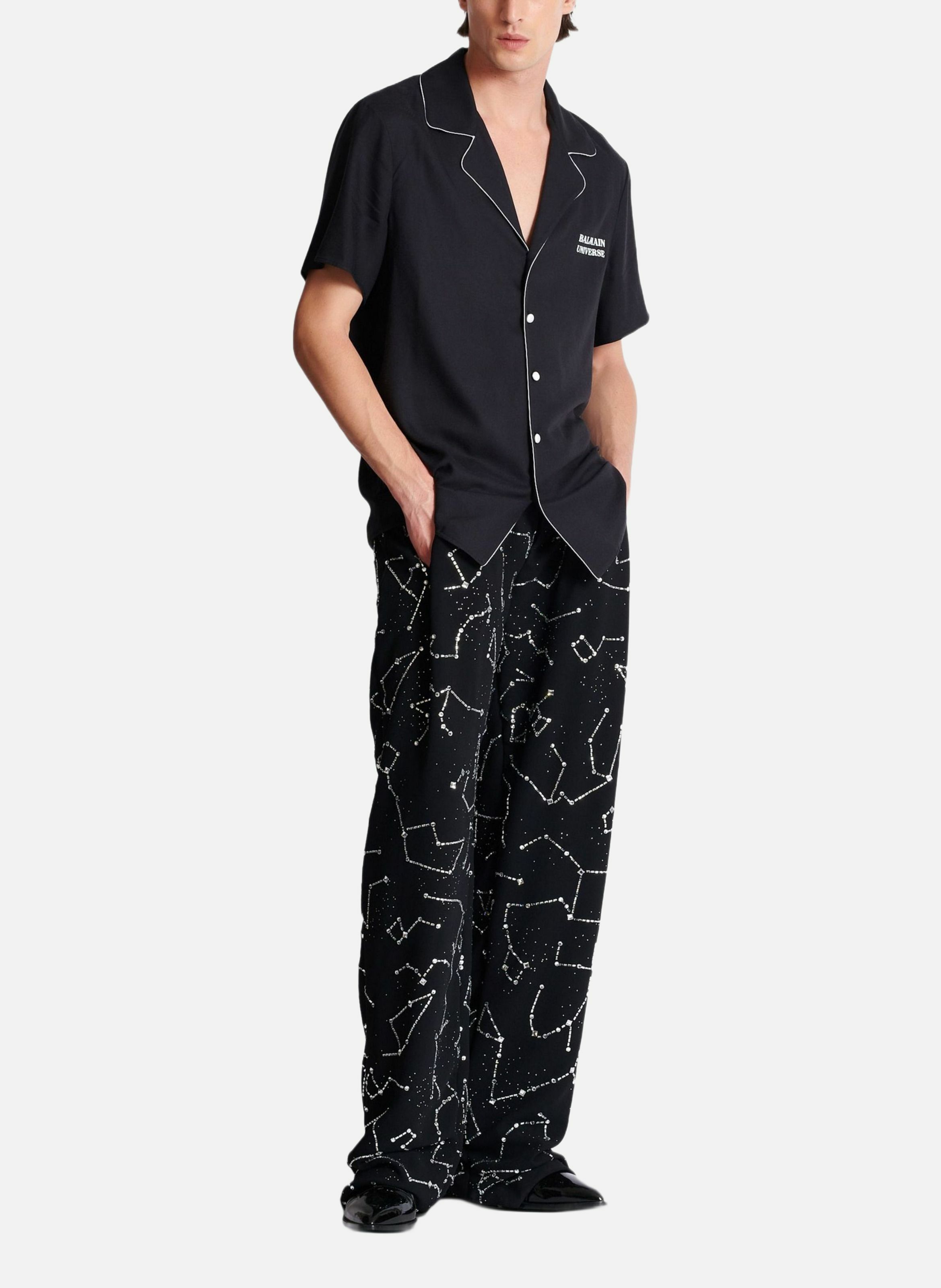 Chemise pyjama imprimée motif 9 planètes BALMAIN Noir