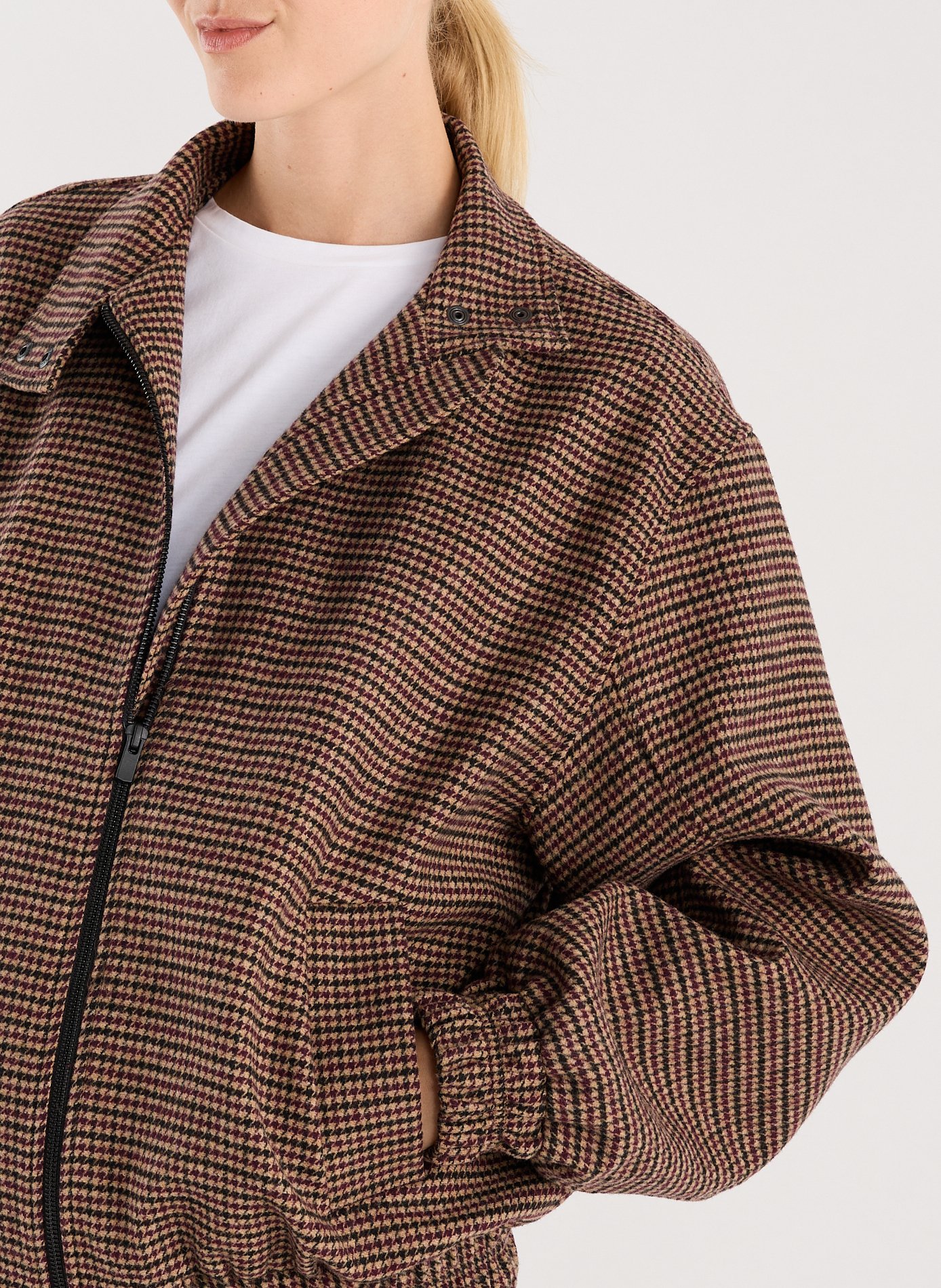 Houndstooth Printed Wool Blend Jacket SAISON 1865 Multicolour