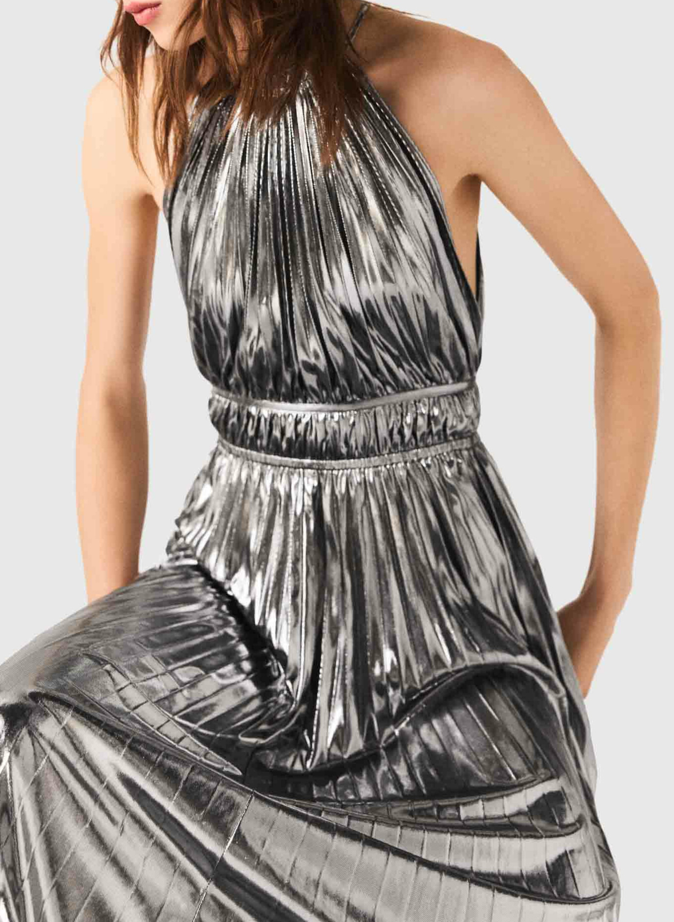 Robe longue métallisée Argent