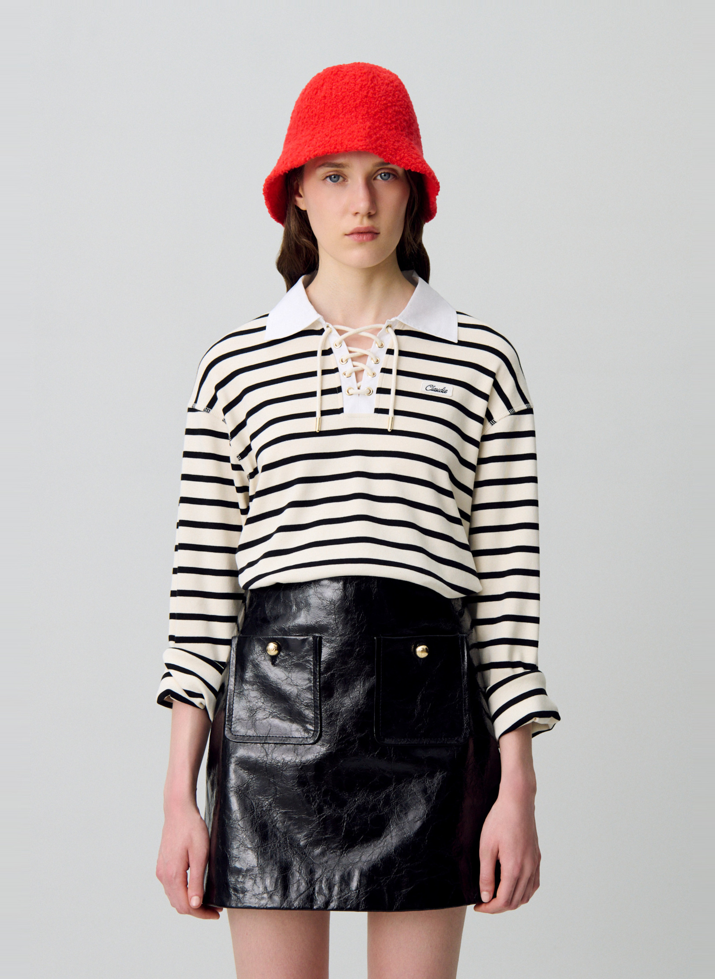 Jupe courte en cuir calella CLAUDIE PIERLOT Noir