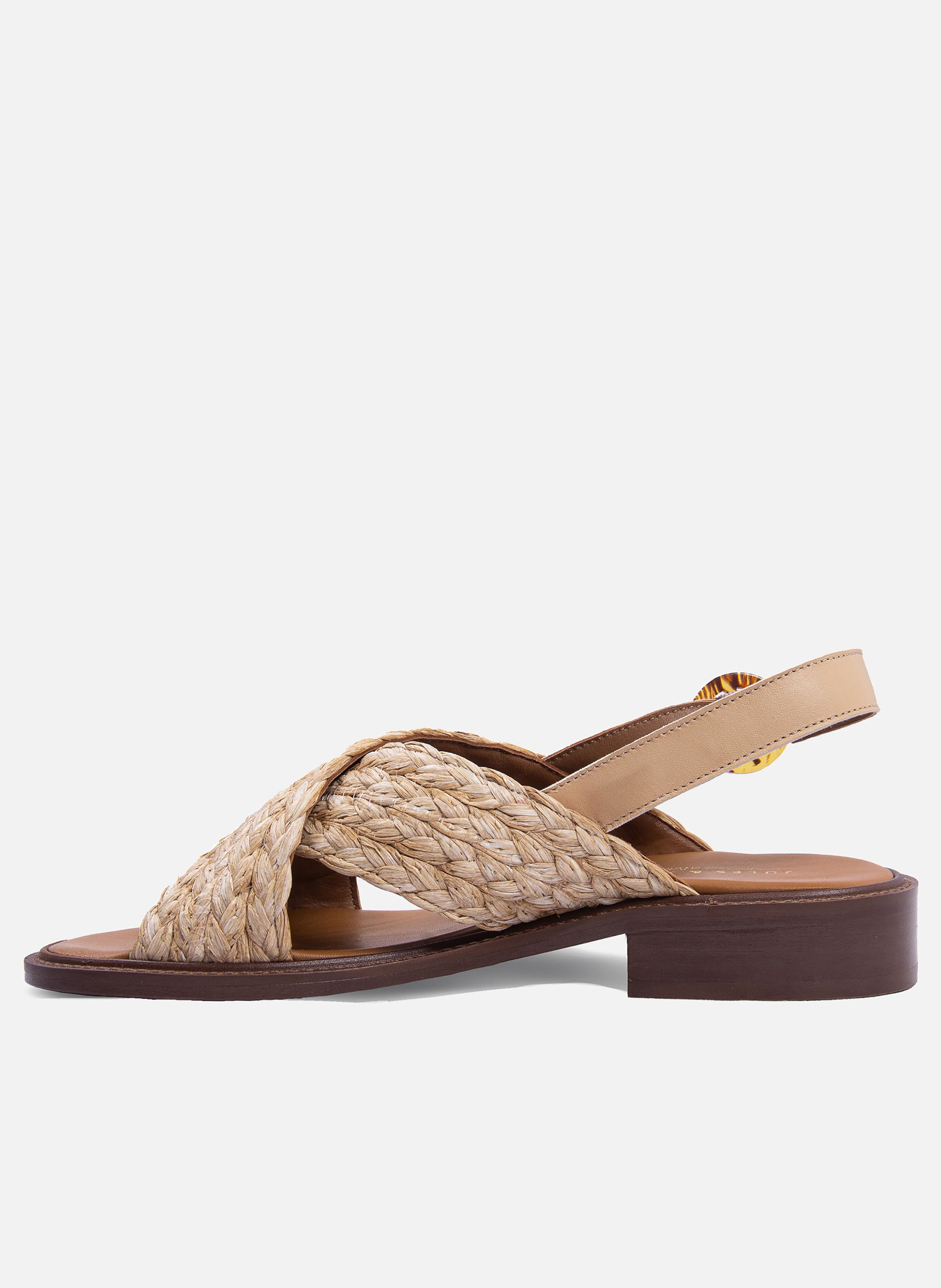 Sandales plates boucle écaille rafia JULES & JENN Beige