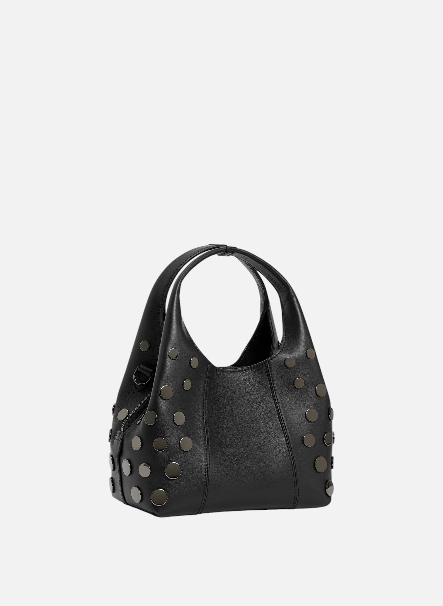 Petit sac à main juliette en cuir lisse avec studs Noir